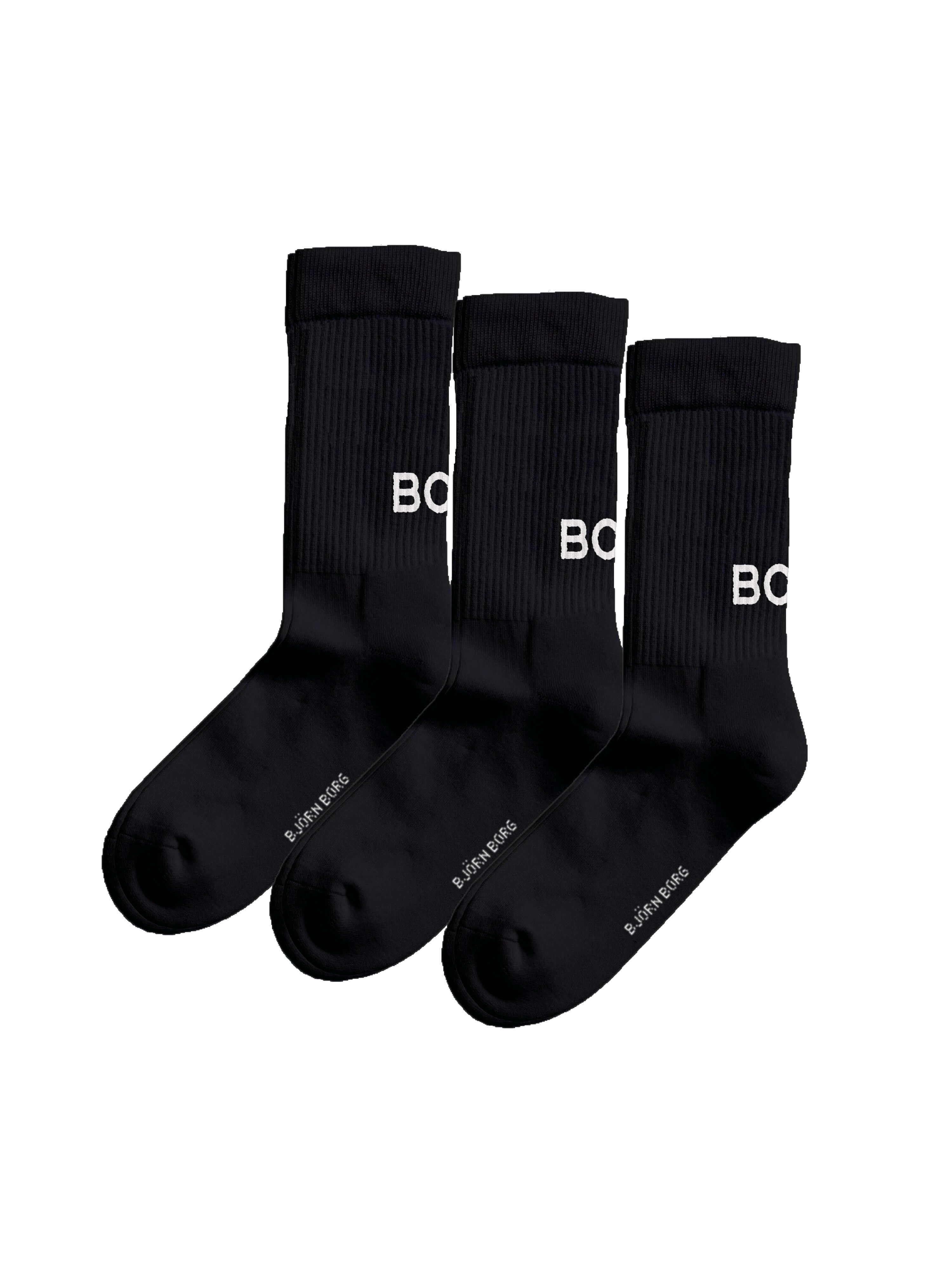 Björn Borg Core Crew Socks 3-Pack – Recycled Polyamide – Black