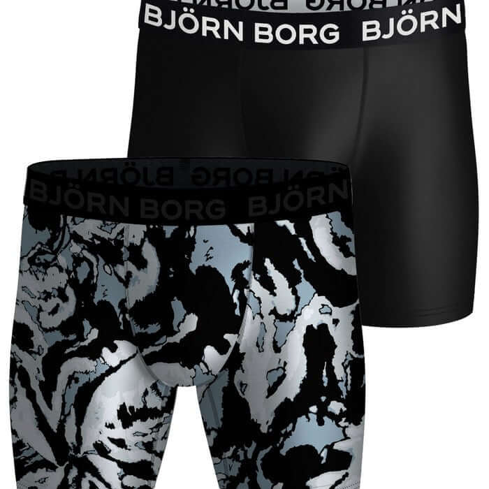 Björn Borg Performance Boxer 2 Pack - Black, Blue Print