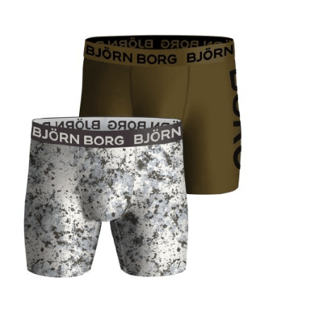 Björn Borg Performance Boxer 2 Pack - Olive/White Print