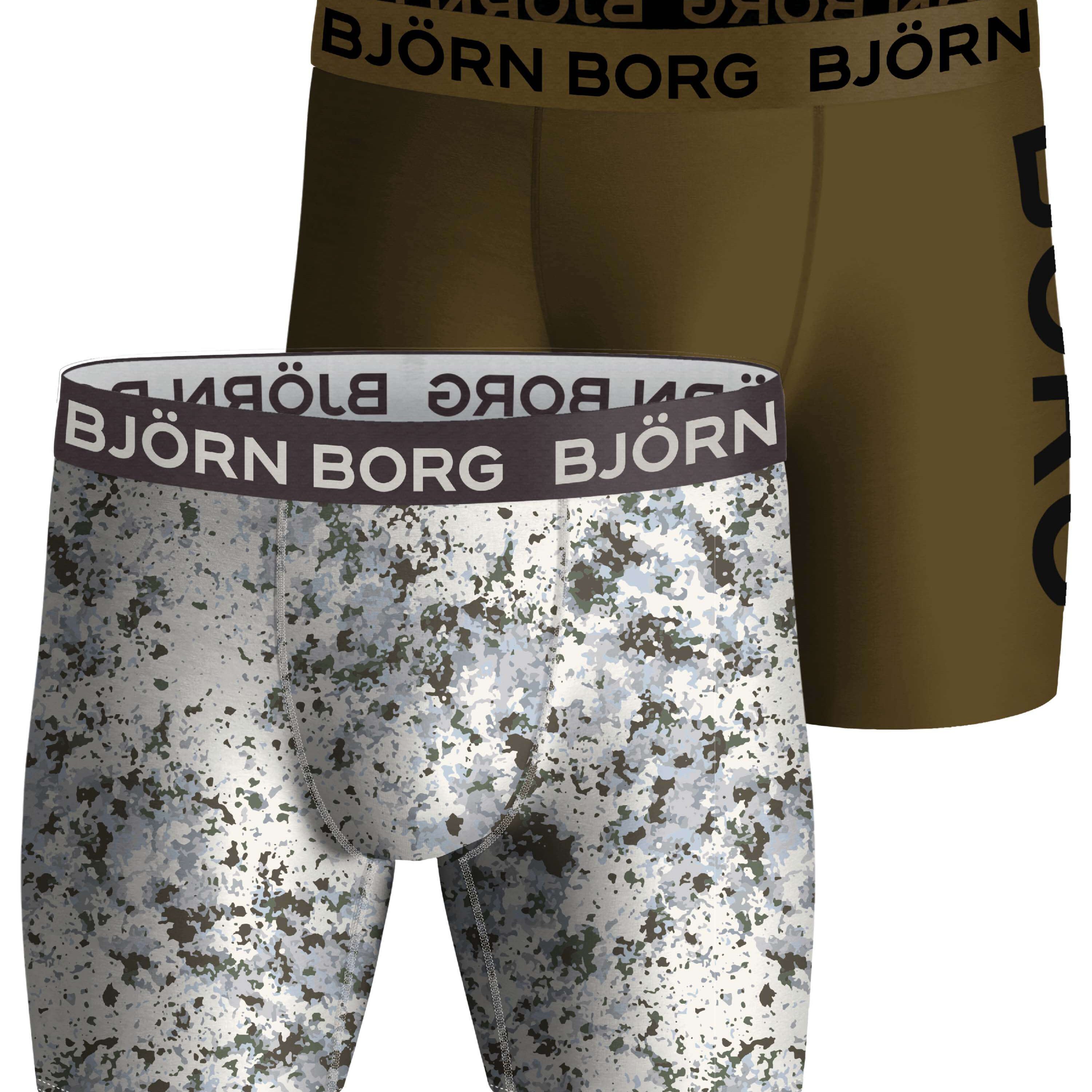 Björn Borg Performance Boxer 2 Pack - Olive/White Print