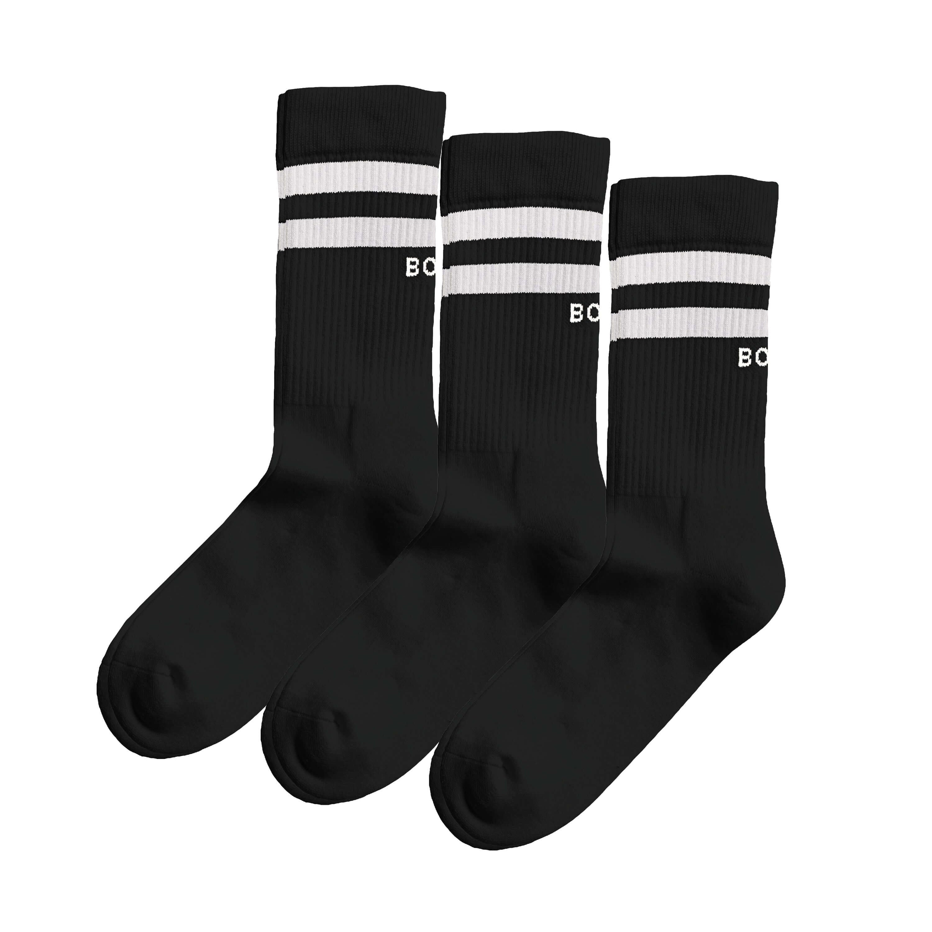 Björn Borg Core Crew Stripe Socks 3-Pack, Black – Cotton Blend Sports Socks