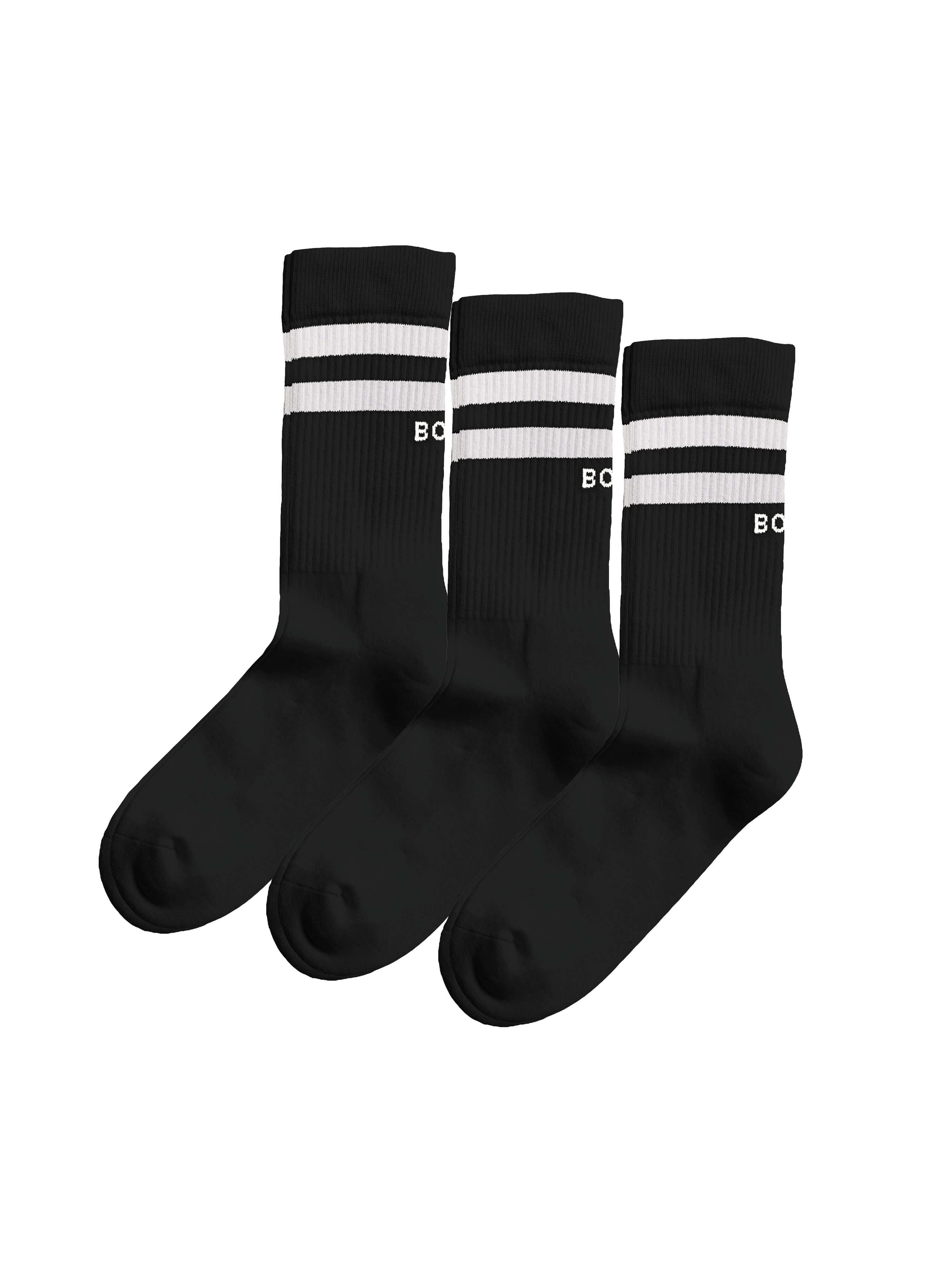 Björn Borg Core Crew Stripe Socks 3-Pack, Black – Cotton Blend Sports Socks