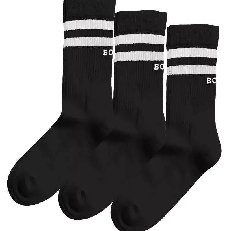 Björn Borg Core Crew Stripe Socks 3-Pack, Black – Cotton Blend Sports Socks