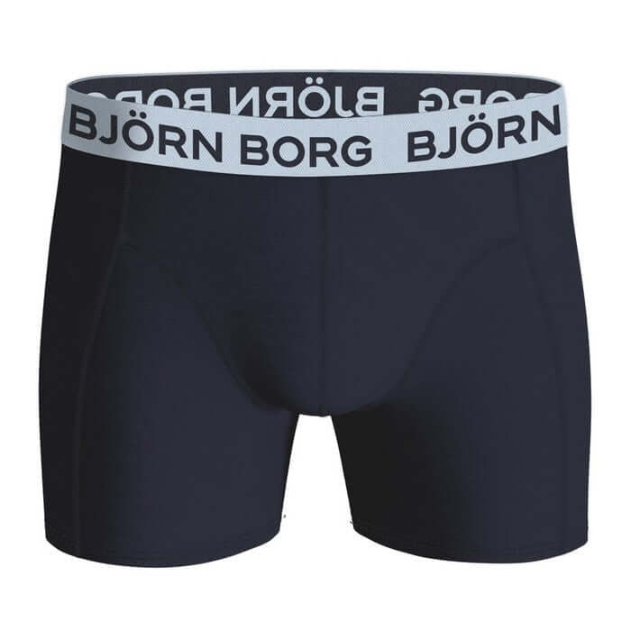 Bjorn Borg Cotton Stretch Boxer Trunks 3 Pack - Black,Navy Print, Blue