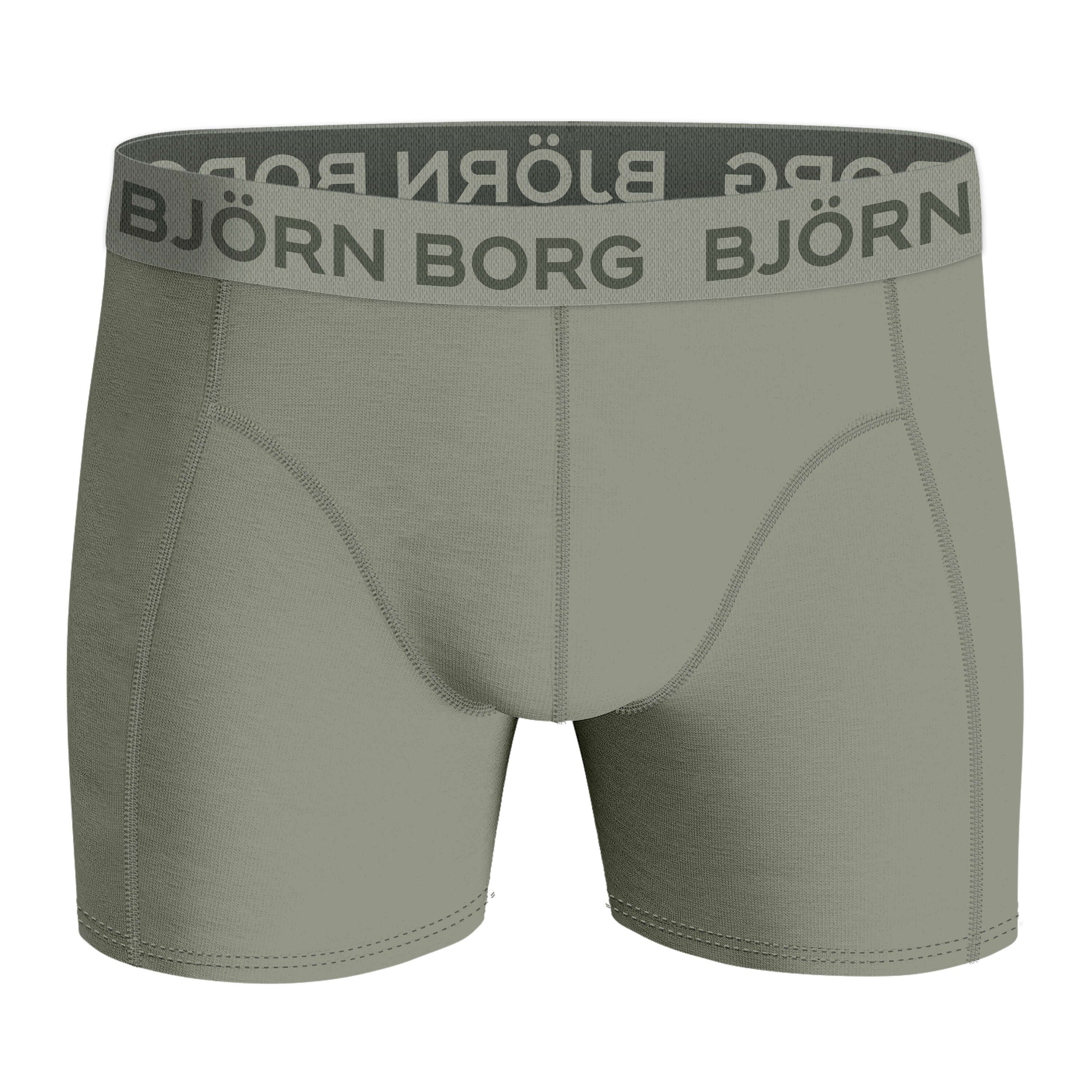 Bjorn Borg Cotton Stretch Boxer Trunks 3 Pack - Olive, Sky Blue, Pink Print