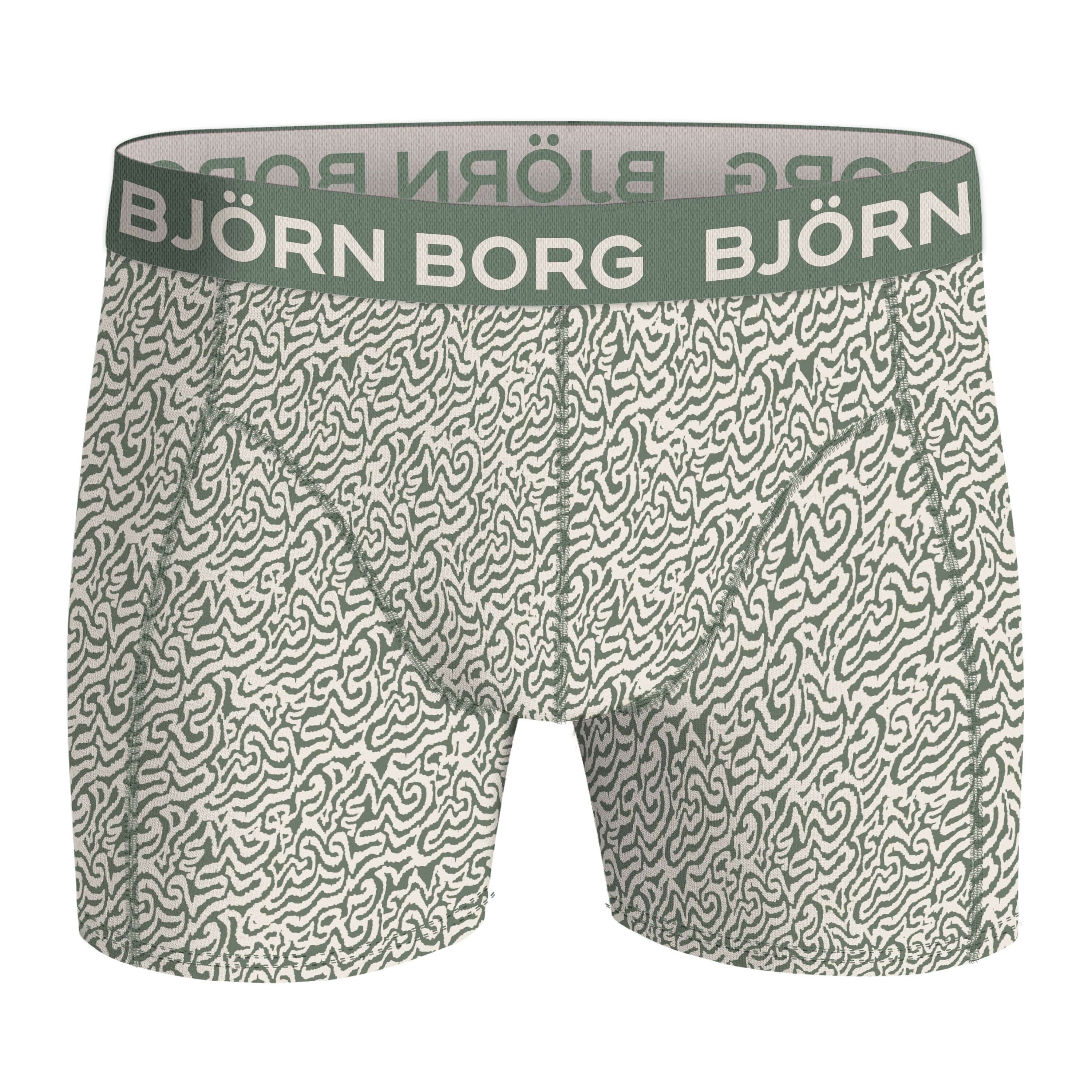 Bjorn Borg Cotton Stretch Boxer Trunks 3 Pack - Olive, Print