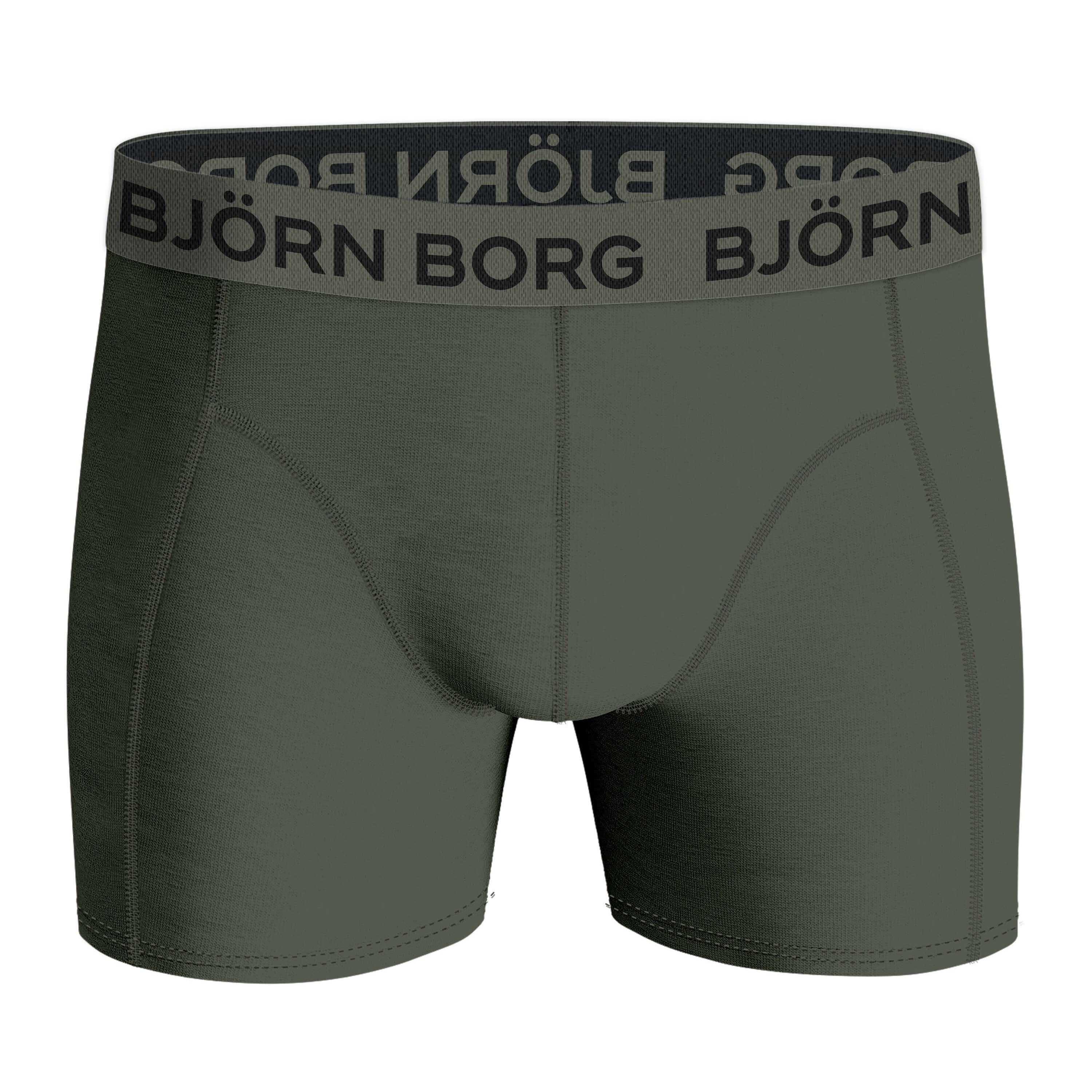 Bjorn Borg Cotton Stretch Boxer Trunks 3 Pack - Olive, Print