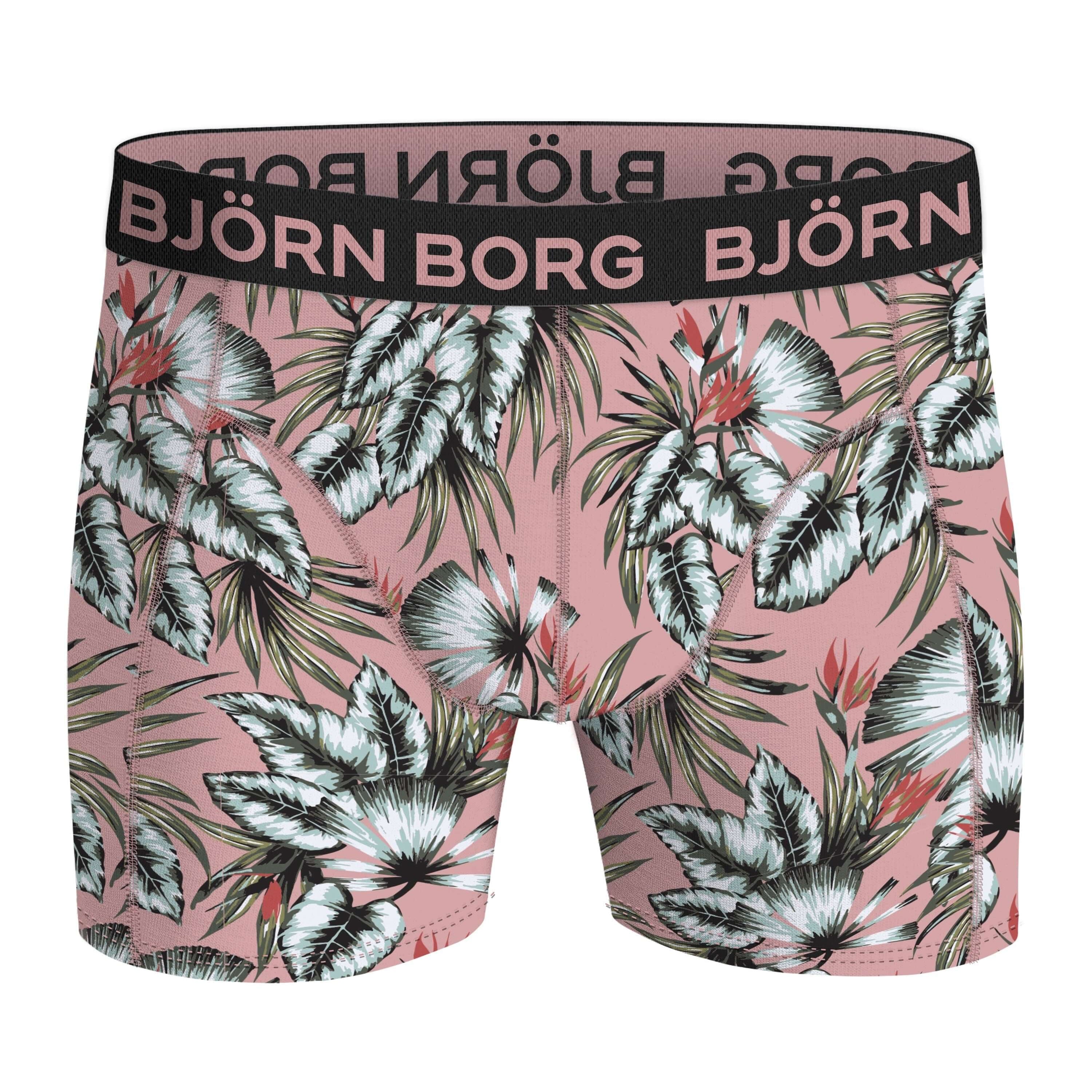 Bjorn Borg Cotton Stretch Boxer Trunks 3 Pack - Olive, Sky Blue, Pink Print