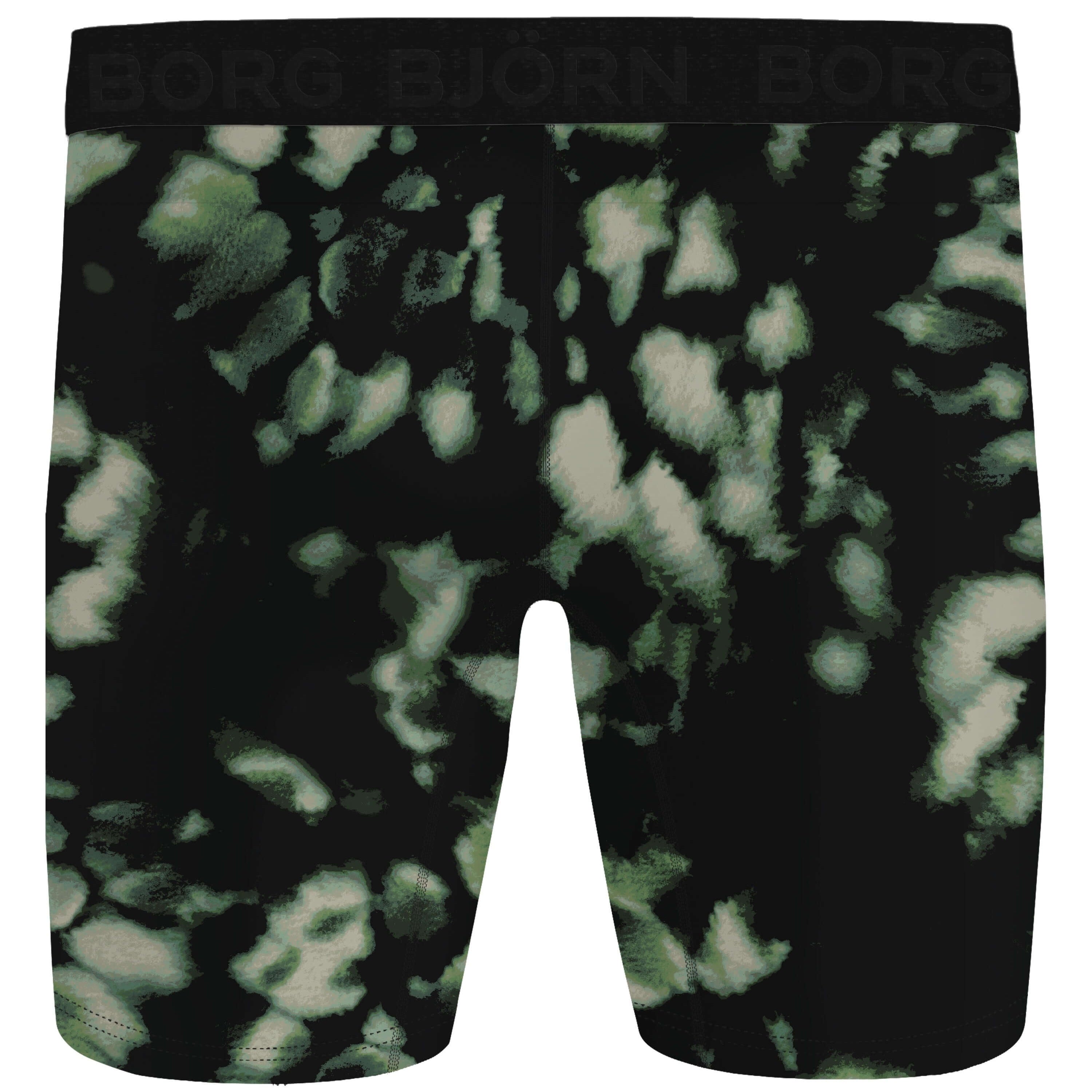 Björn Borg Performance Boxers Long Leg 2-pack - Black, Green Print