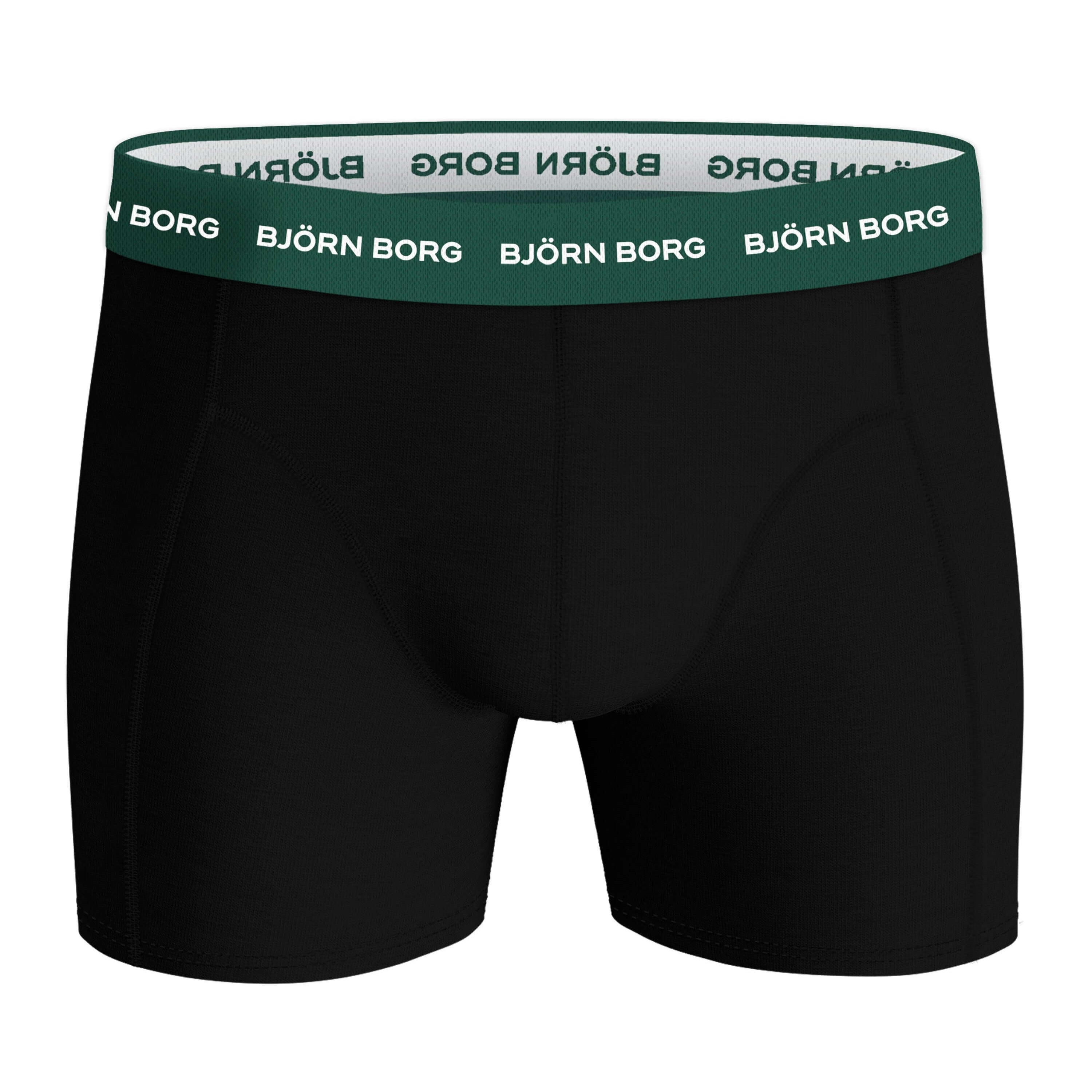 Björn Borg 3 Pack Cotton Stretch Boxers - Black/Green/Black
