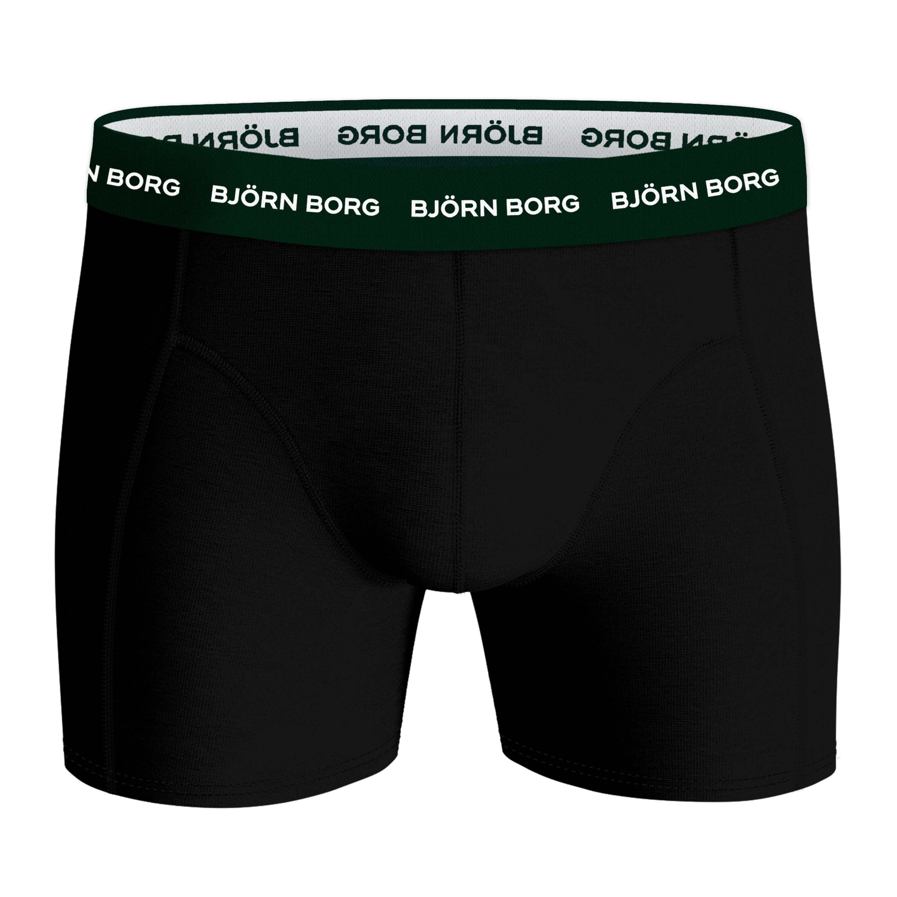 Björn Borg 3 Pack Cotton Stretch Boxers - Black/Green/Black