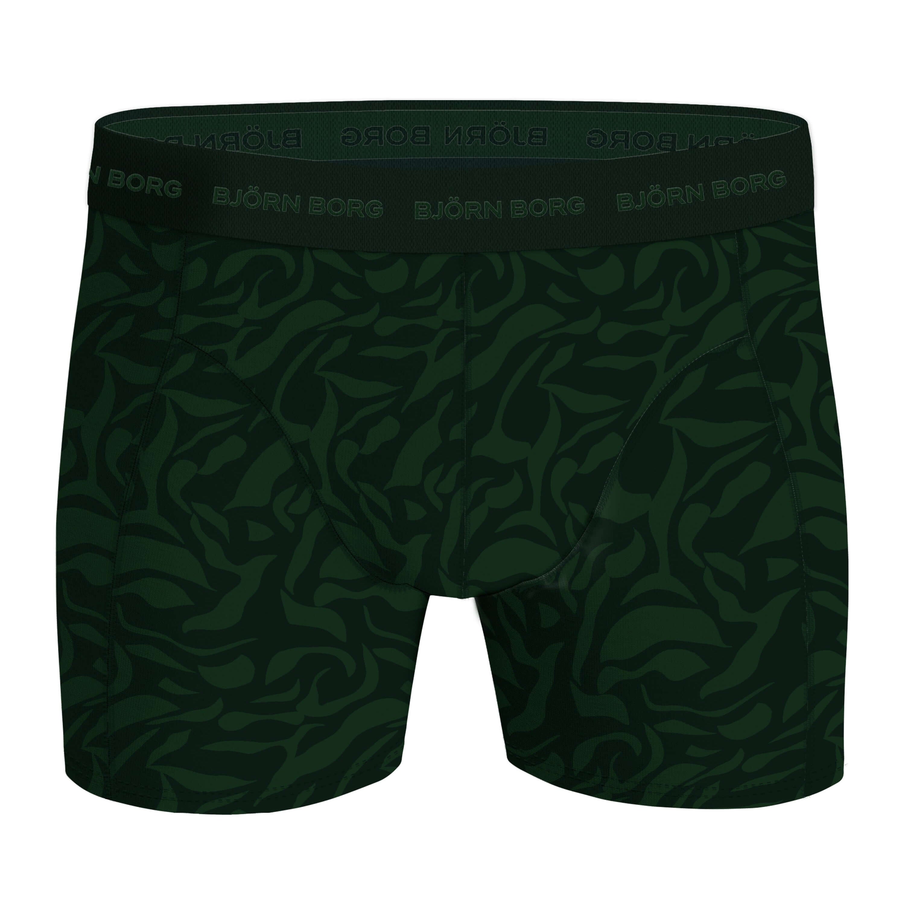 Björn Borg 3 Pack Cotton Stretch Boxers - Green/Black/Green Print