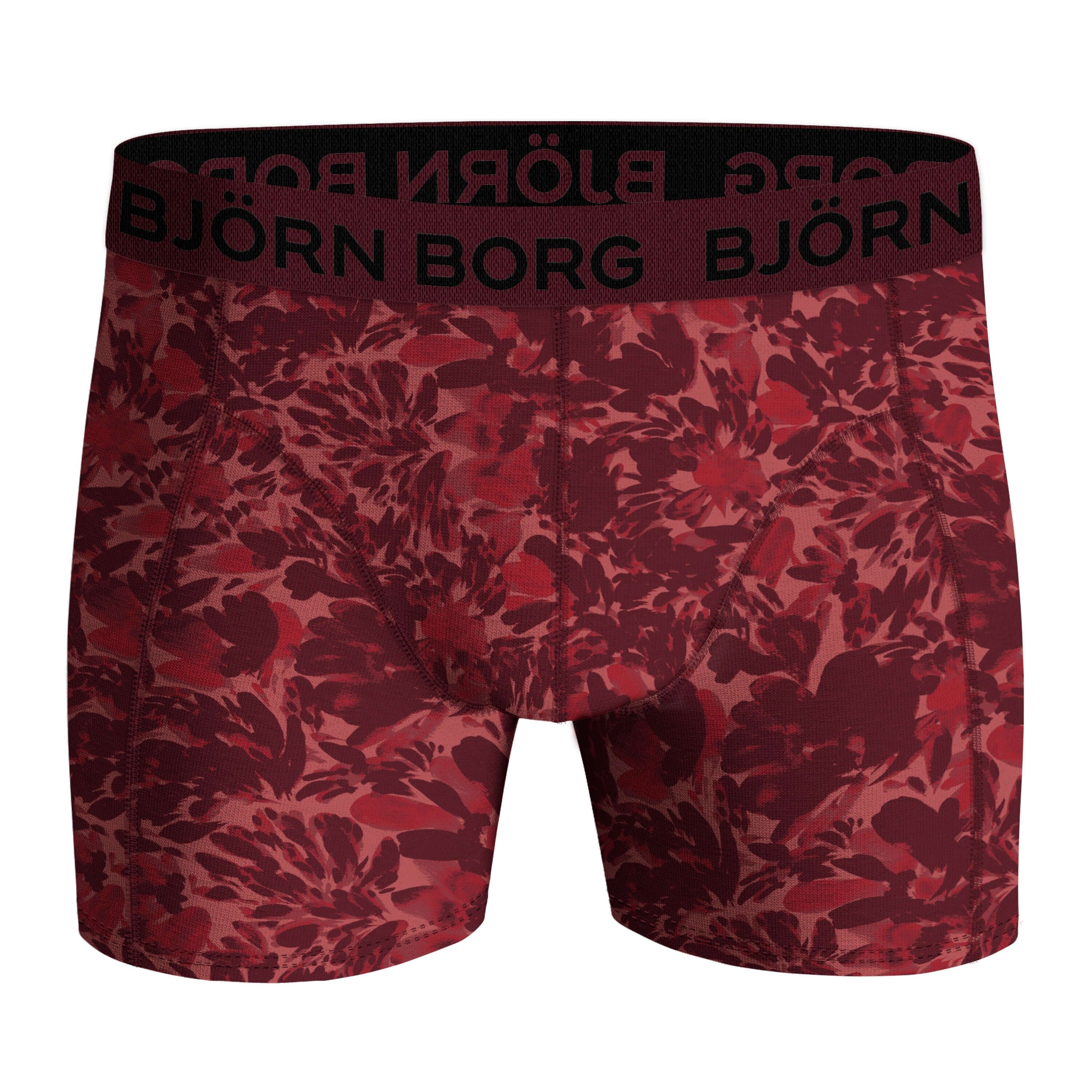 Björn Borg 3 Pack Cotton Stretch Boxers - Burgundy/Black/Burgundy Print