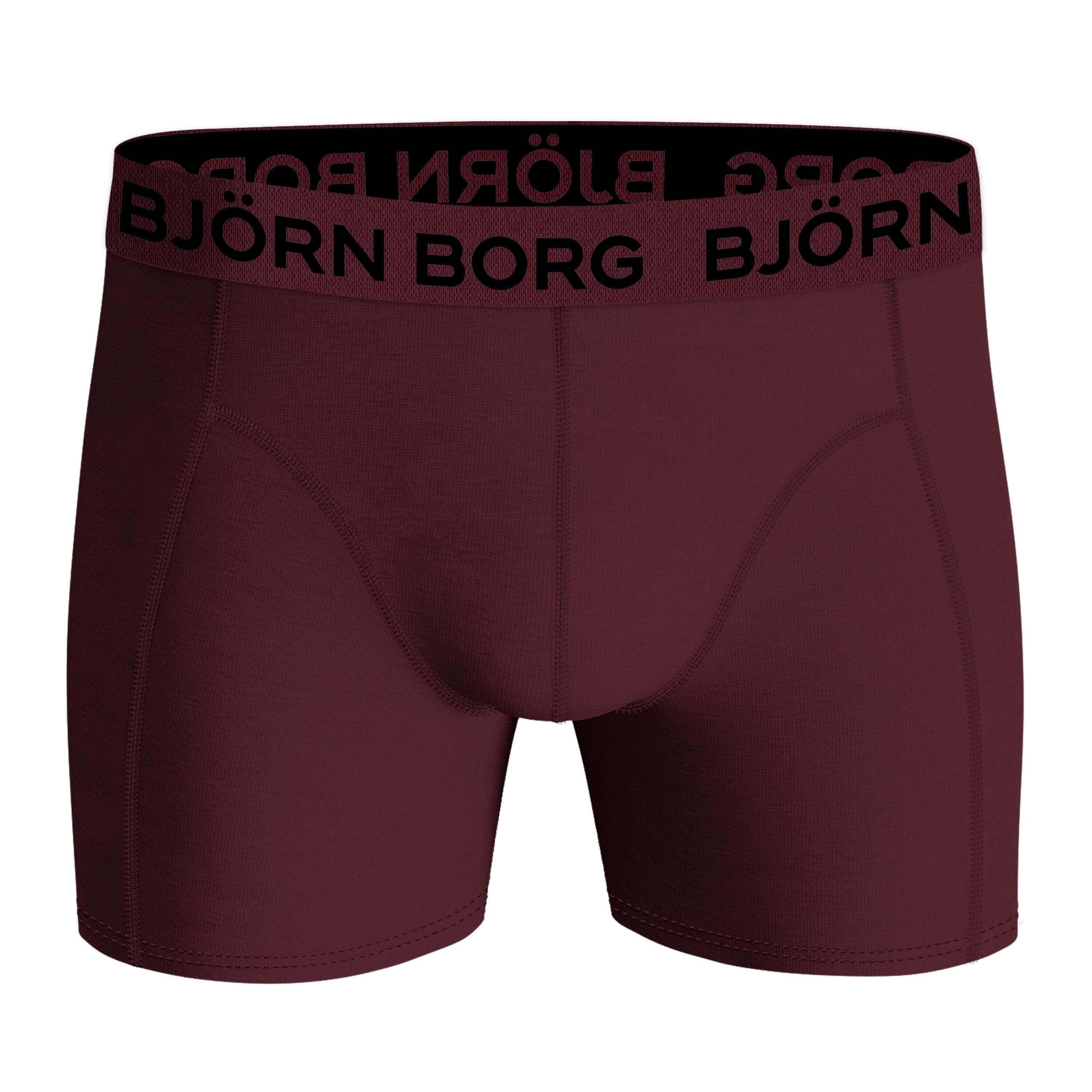 Björn Borg 3 Pack Cotton Stretch Boxers - Burgundy/Black/Burgundy Print
