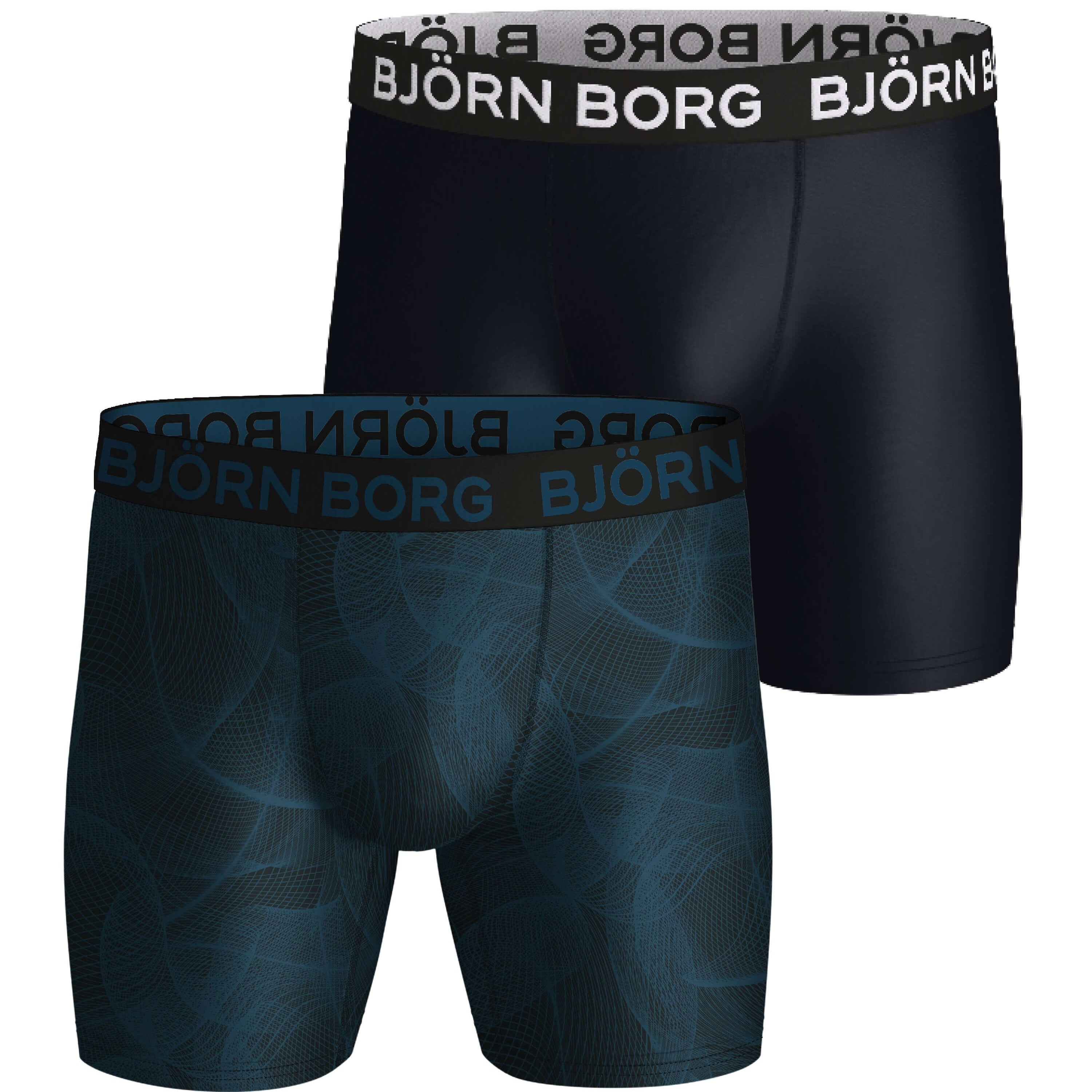 Björn Borg Sports Performance Boxers 2 Pack - Black, Gren Print