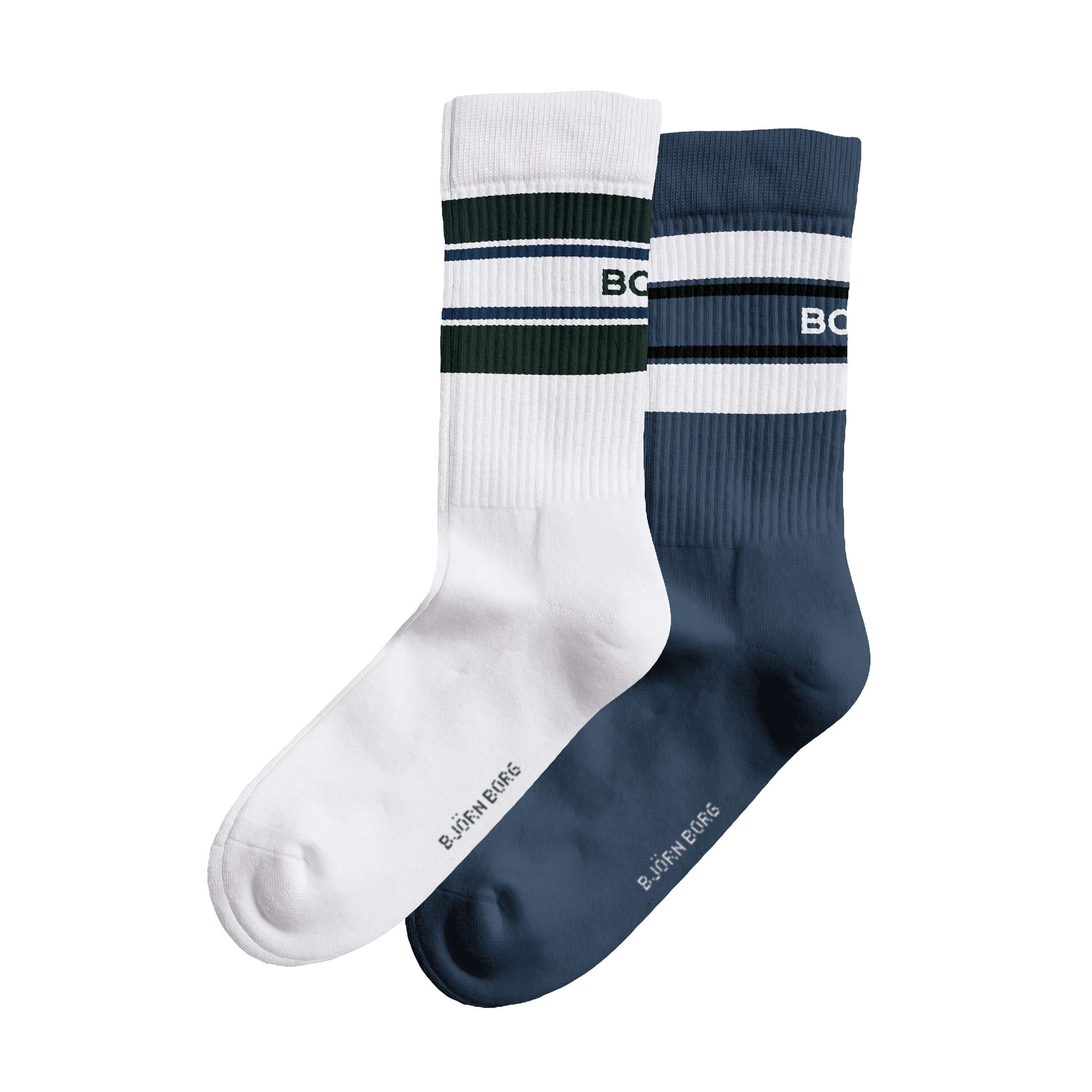 Bjorn Borg Core Cotton Crew Socks 2 pack - Blue/White