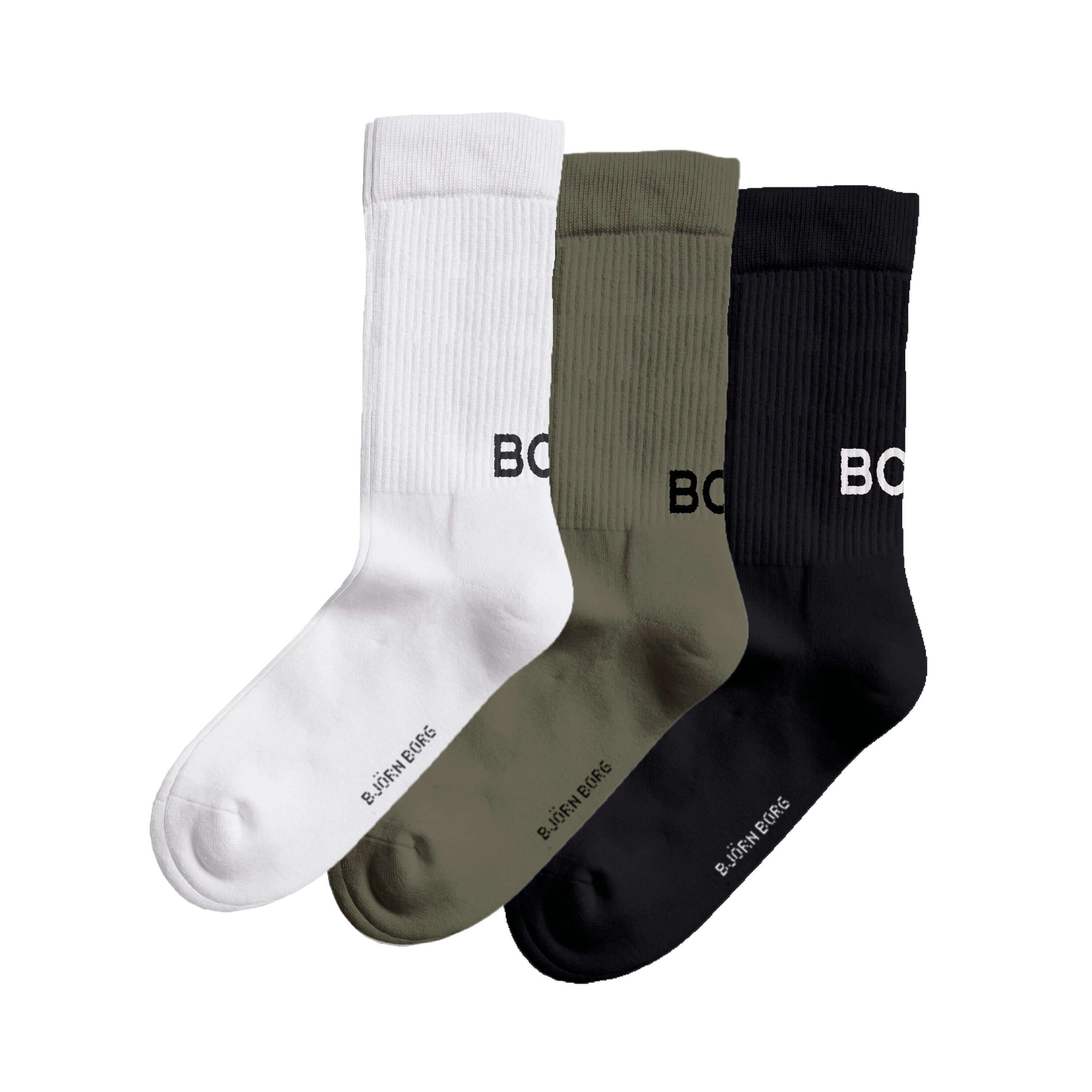 Bjorn Borg Core Crew Polyamide Sock 3-pack - Black, White, Olive