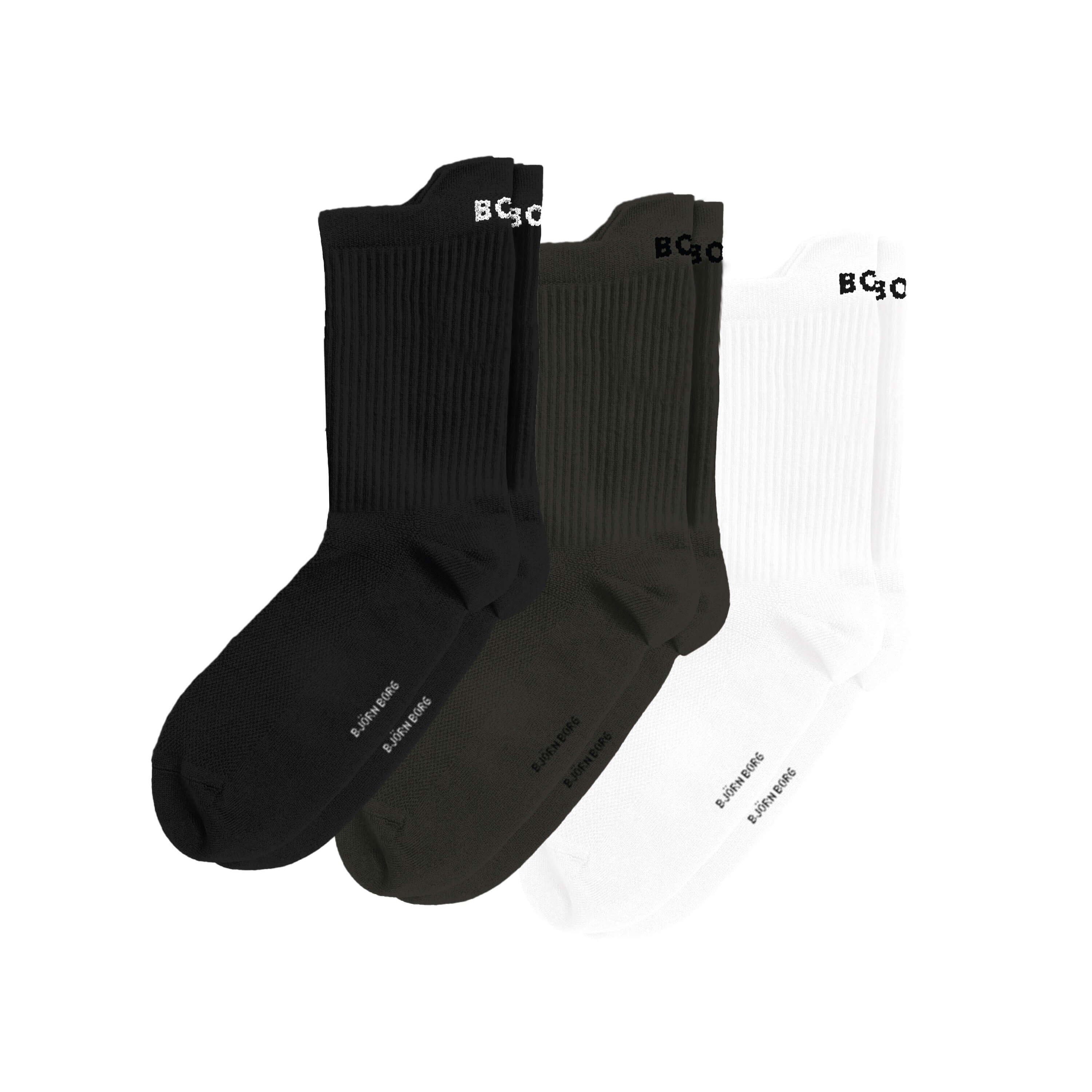 Bjorn Borg Sports Performance Ankle Socks 3-pack - Black, White, Grey