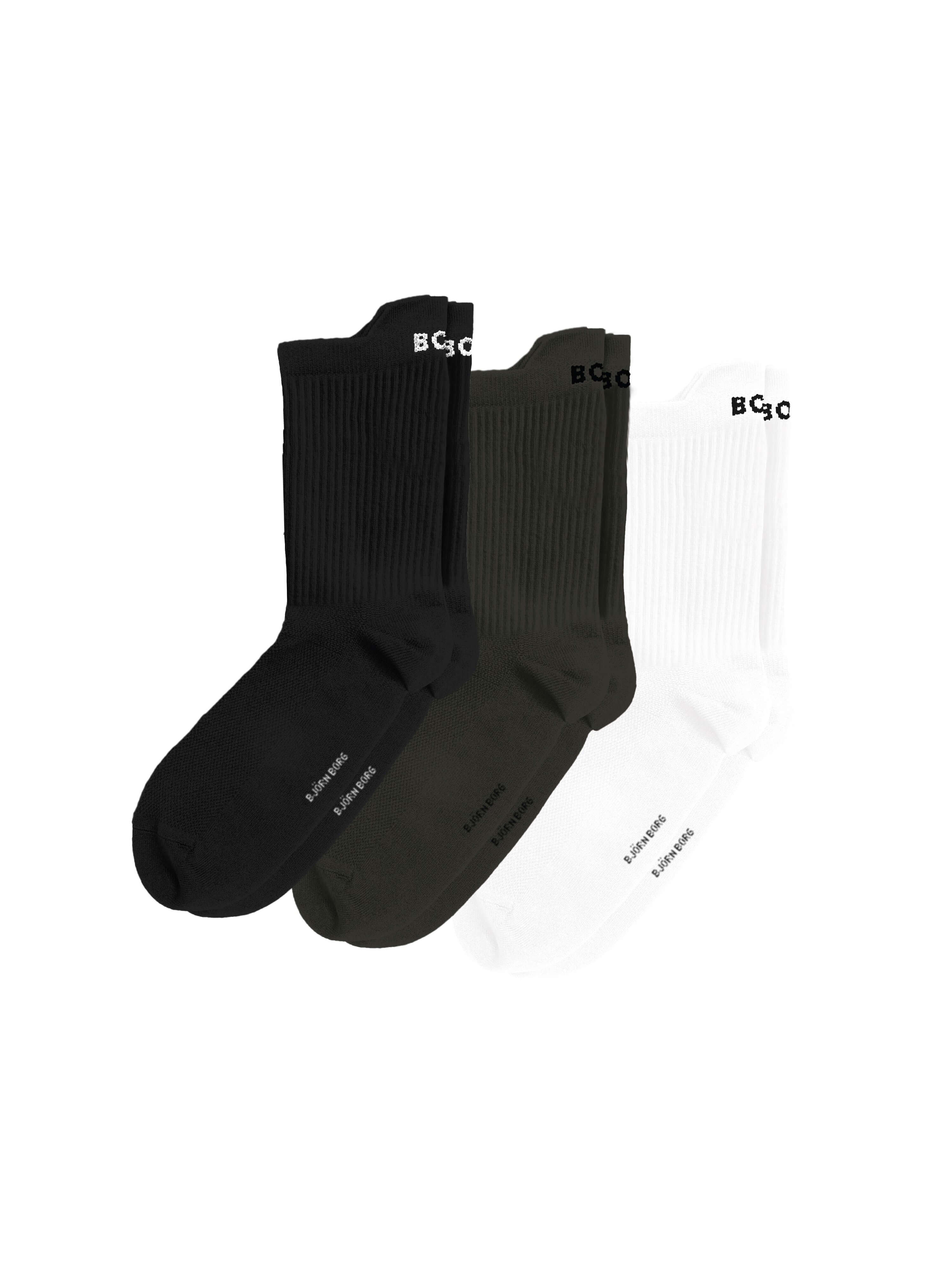 Bjorn Borg Sports Performance Ankle Socks 3-pack - Black, White, Grey