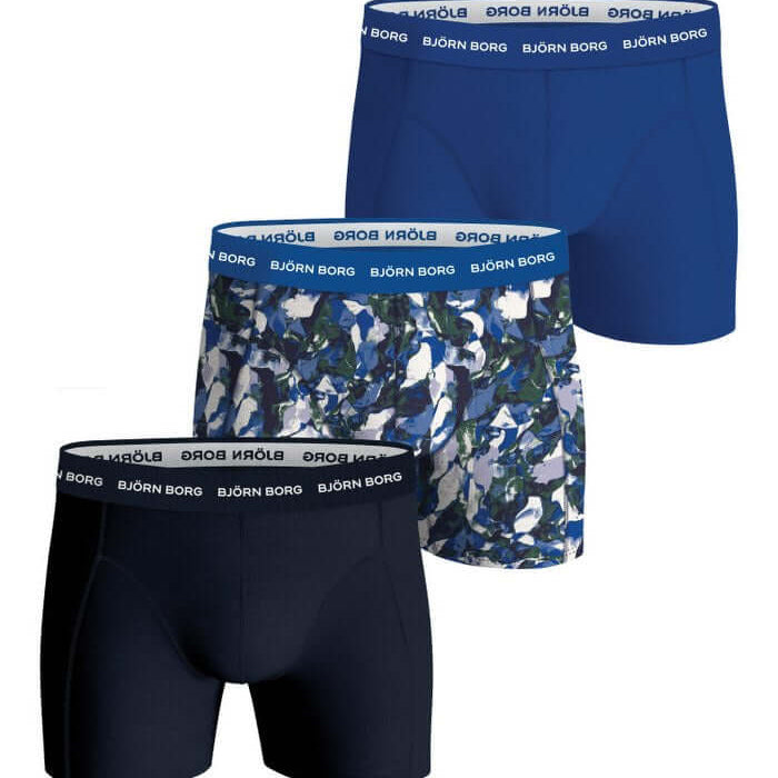 Björn Borg 3 Pack Cotton Stretch Boxers – Blue /Navy / Print