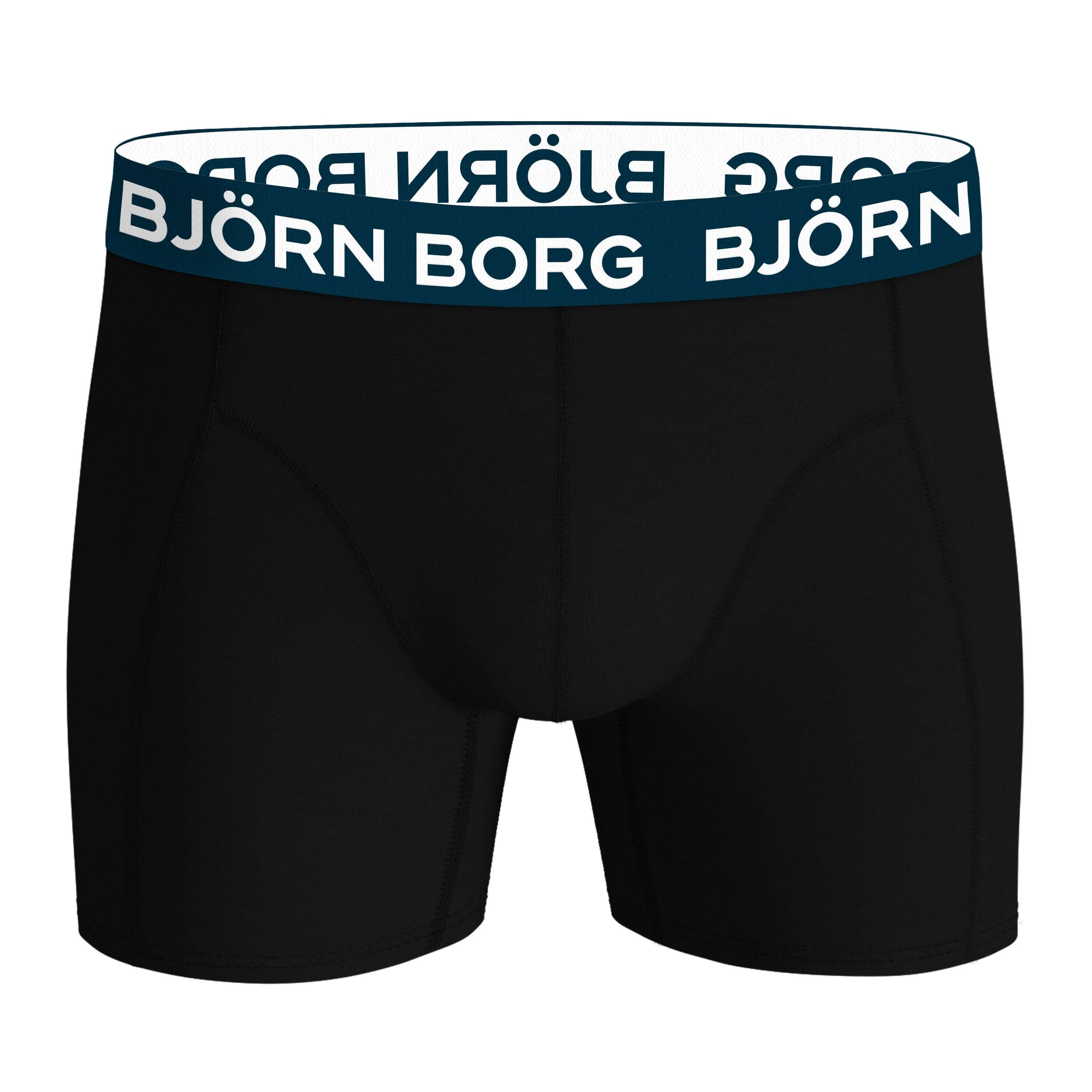 Björn Borg 3-Pack Cotton Stretch Boxers – Classic Black with Bold Multi Waistbands