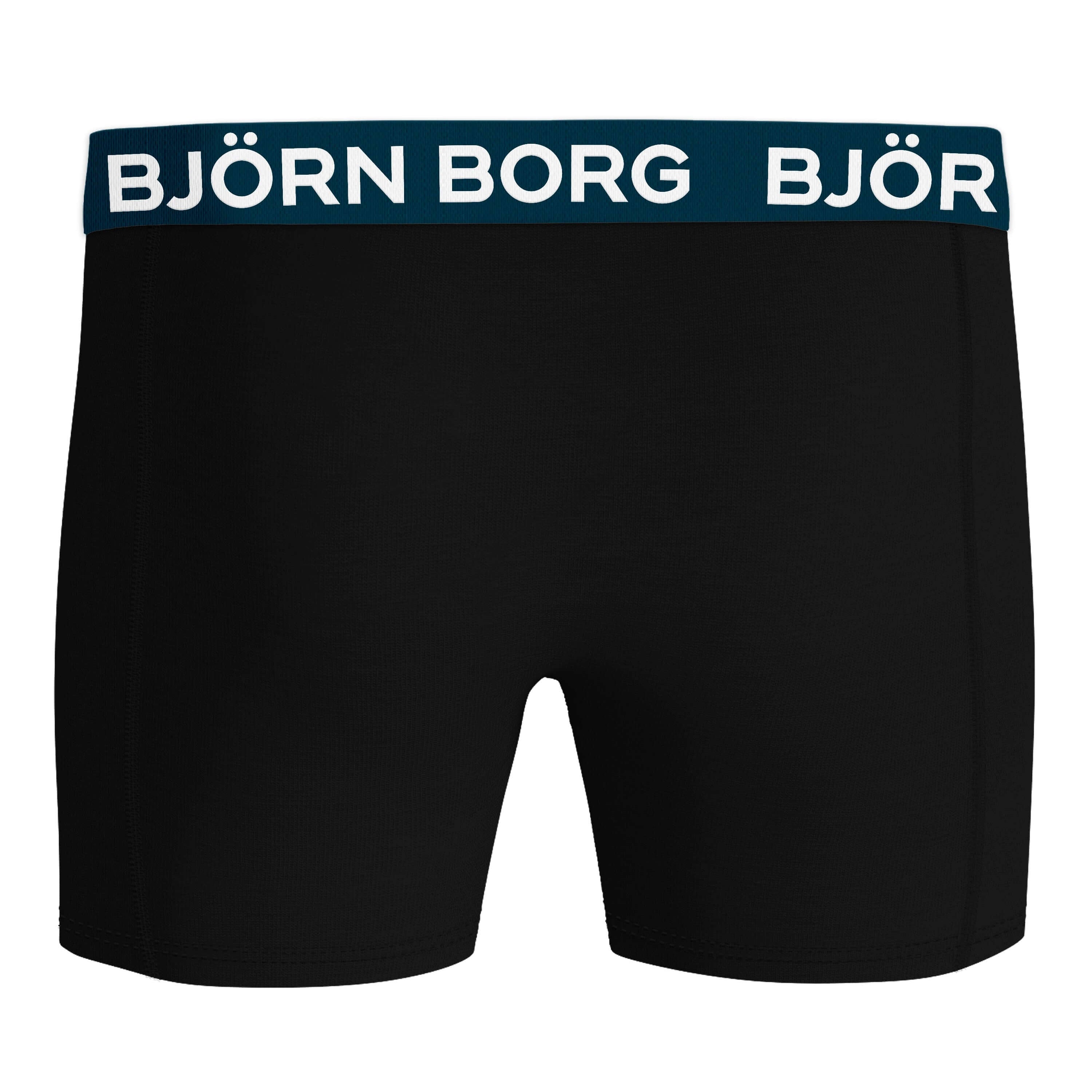 Björn Borg 3-Pack Cotton Stretch Boxers – Classic Black with Bold Multi Waistbands