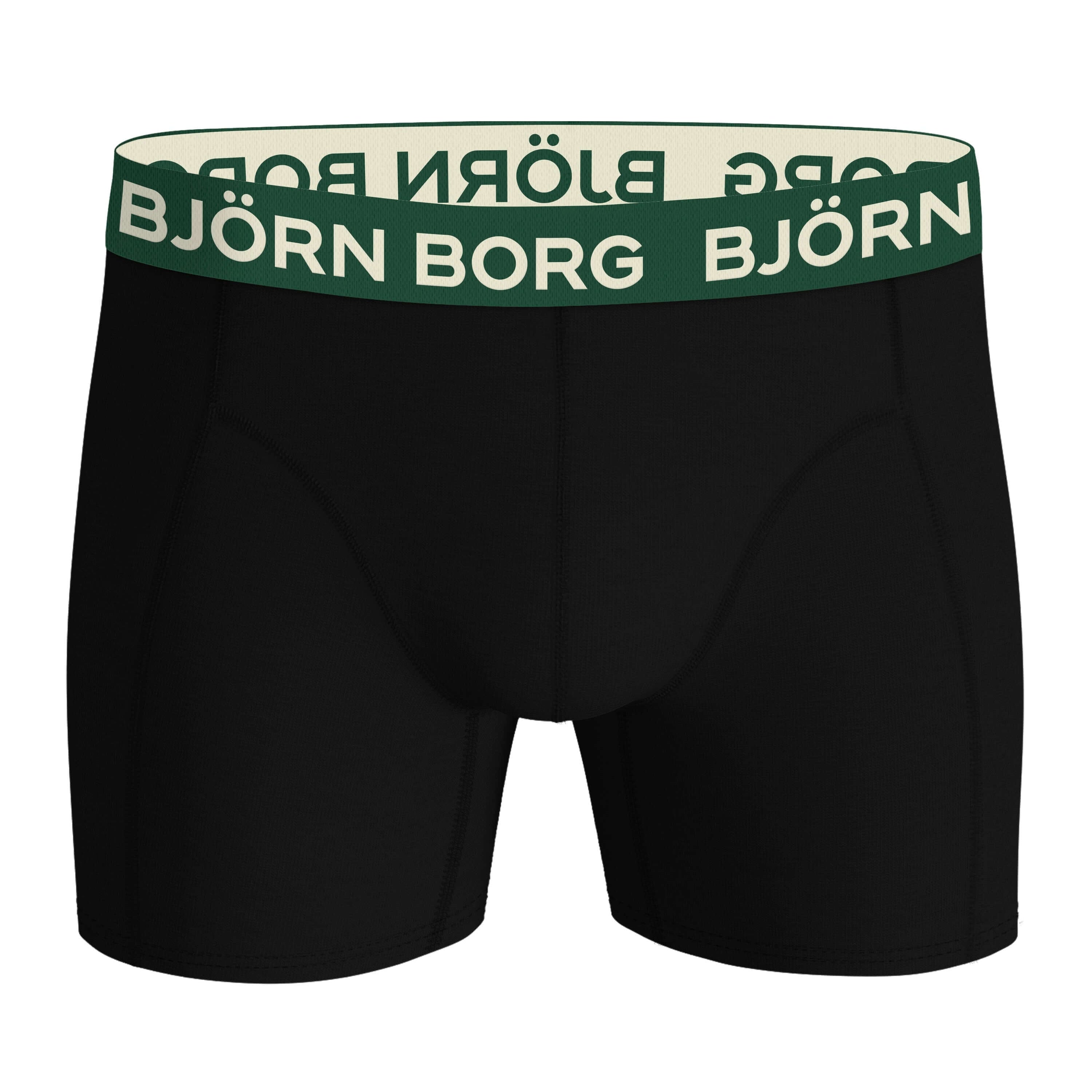 Björn Borg 3-Pack Cotton Stretch Boxers – Classic Black with Bold Multi Waistbands
