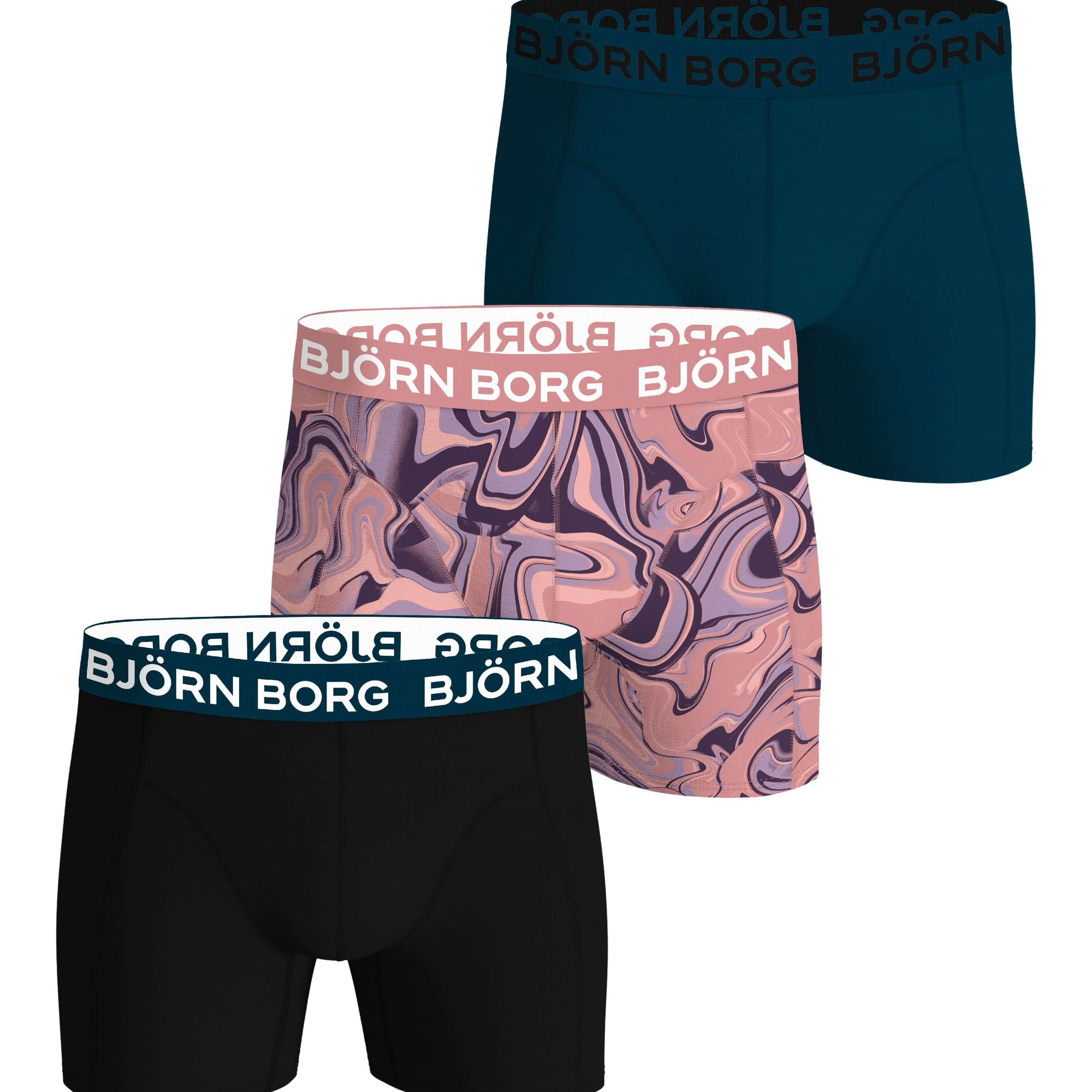 Björn Borg 3-Pack Cotton Stretch Boxers – Blue / Pink Print