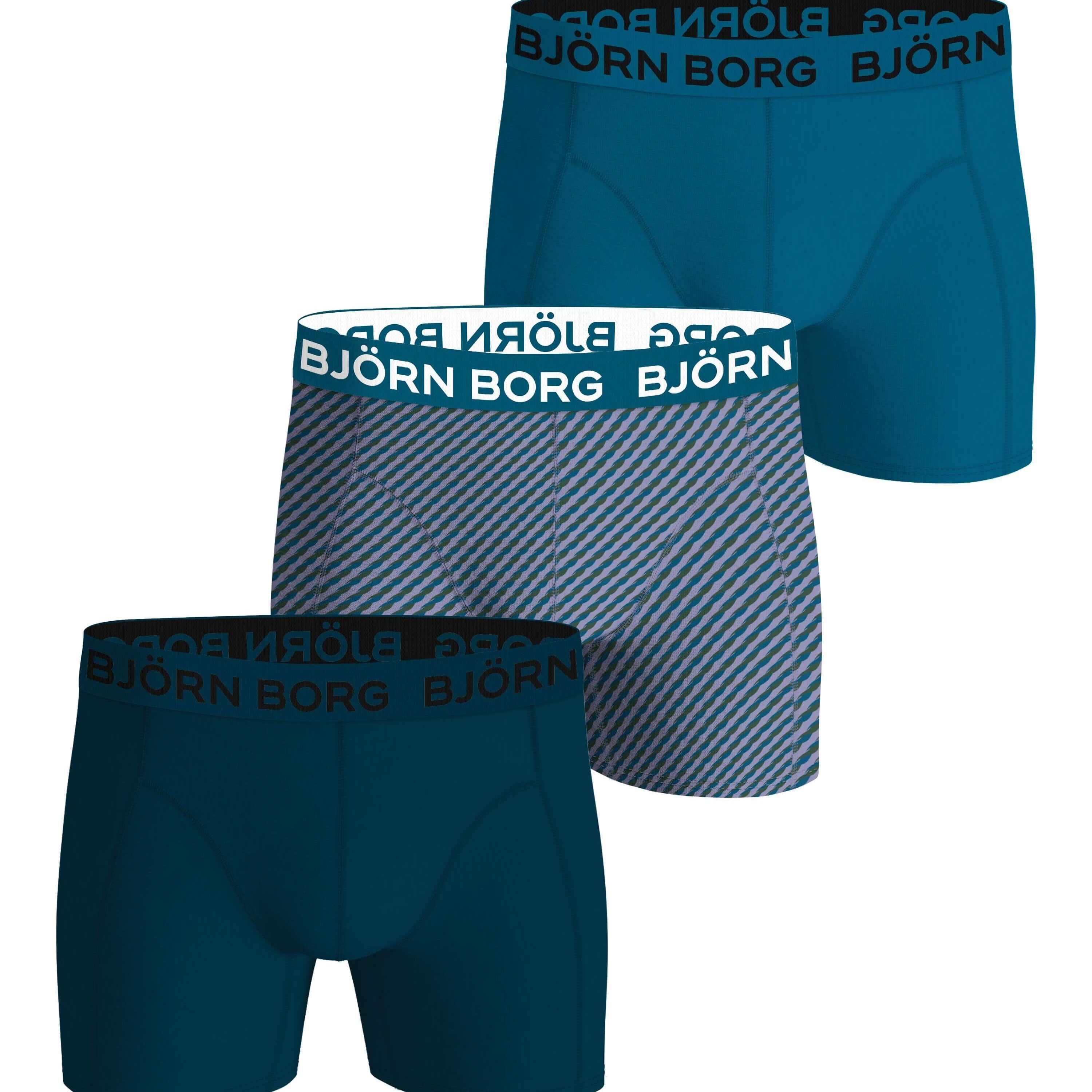 Björn Borg 3-Pack Cotton Stretch Boxers – Blue/Green Design