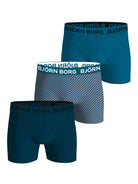 Björn Borg 3-Pack Cotton Stretch Boxers – Blue/Green Design