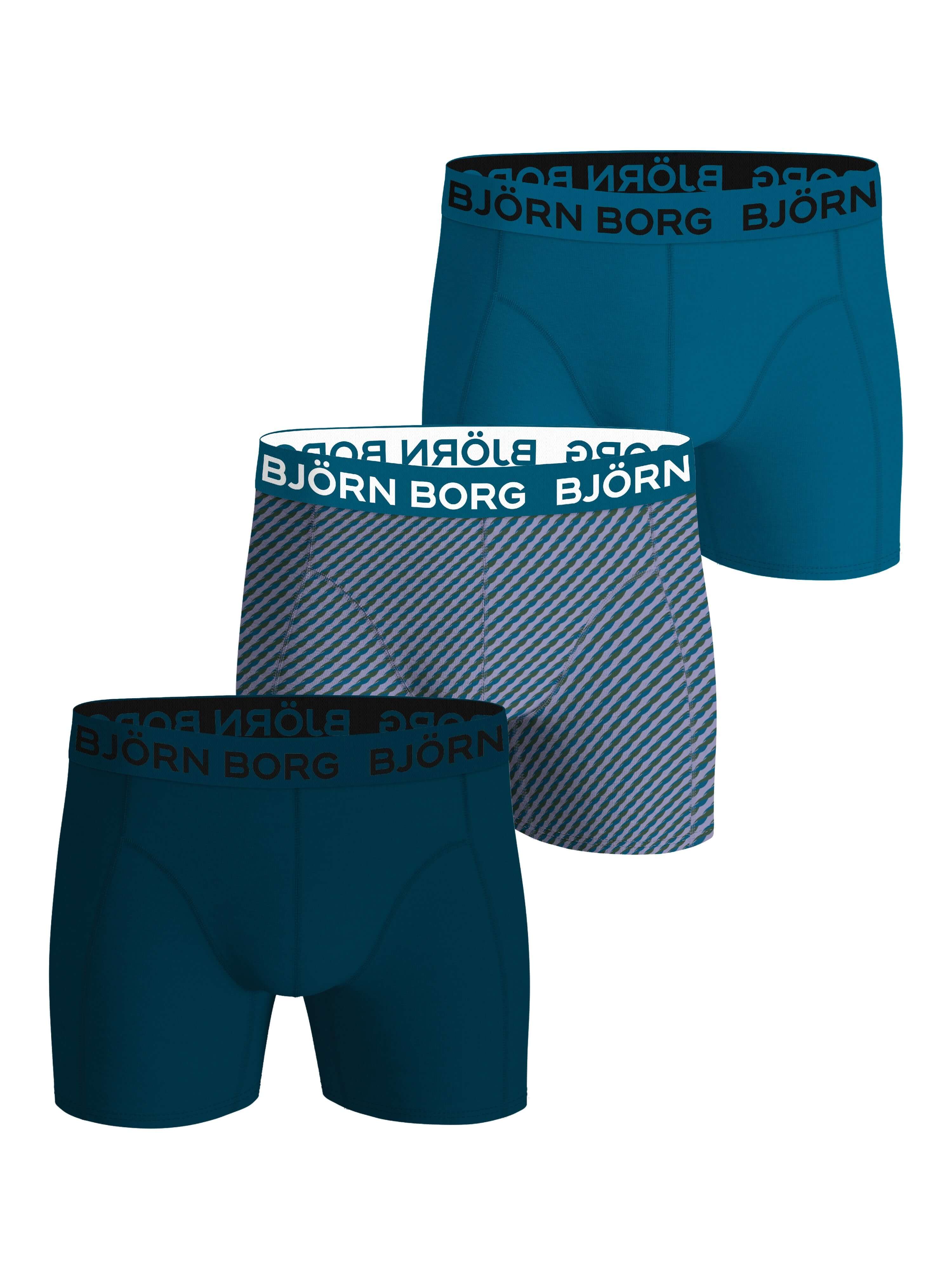 Björn Borg 3-Pack Cotton Stretch Boxers – Blue/Green Design