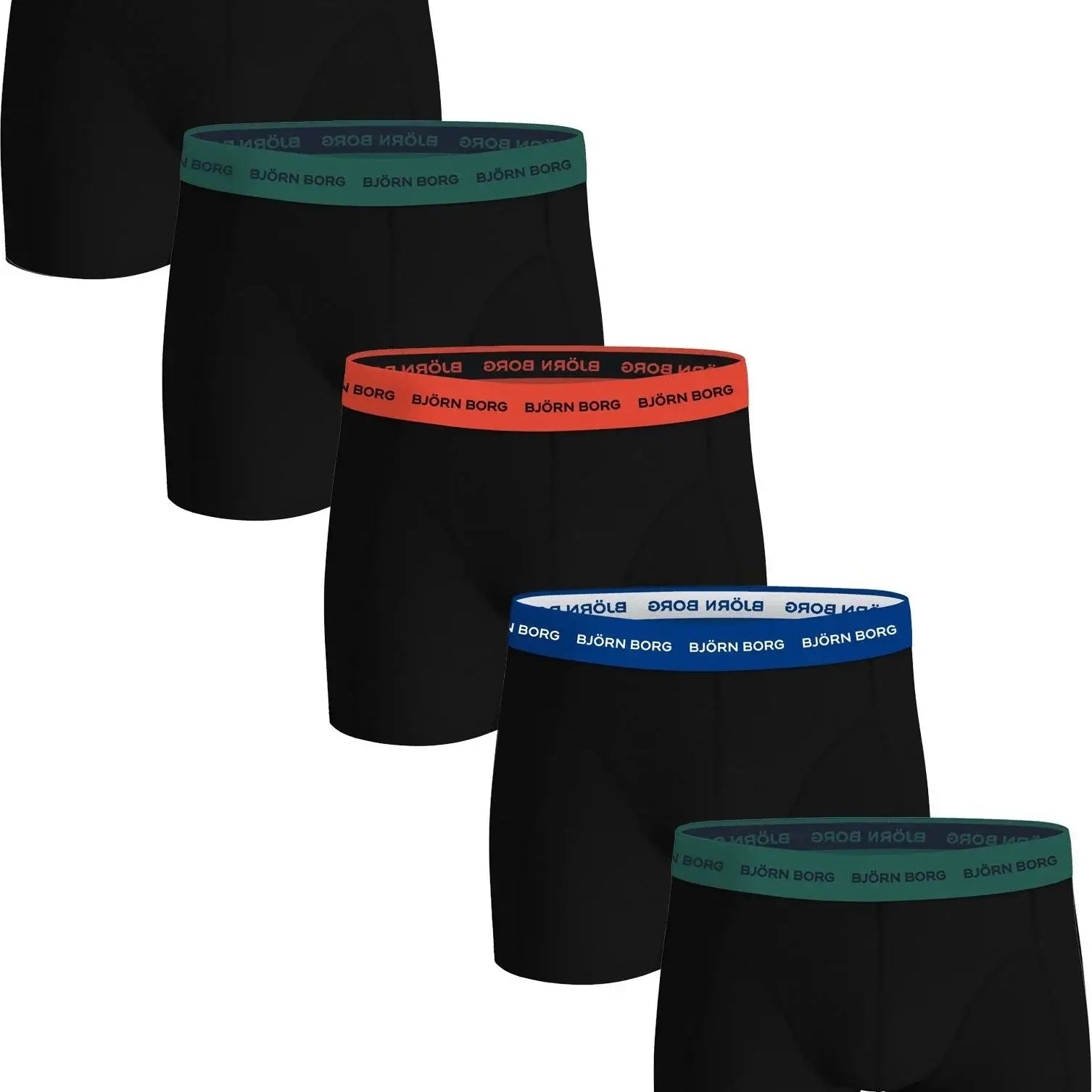 Björn Borg 5 Pack Cotton Stretch Boxers - Black with Contrast W/B