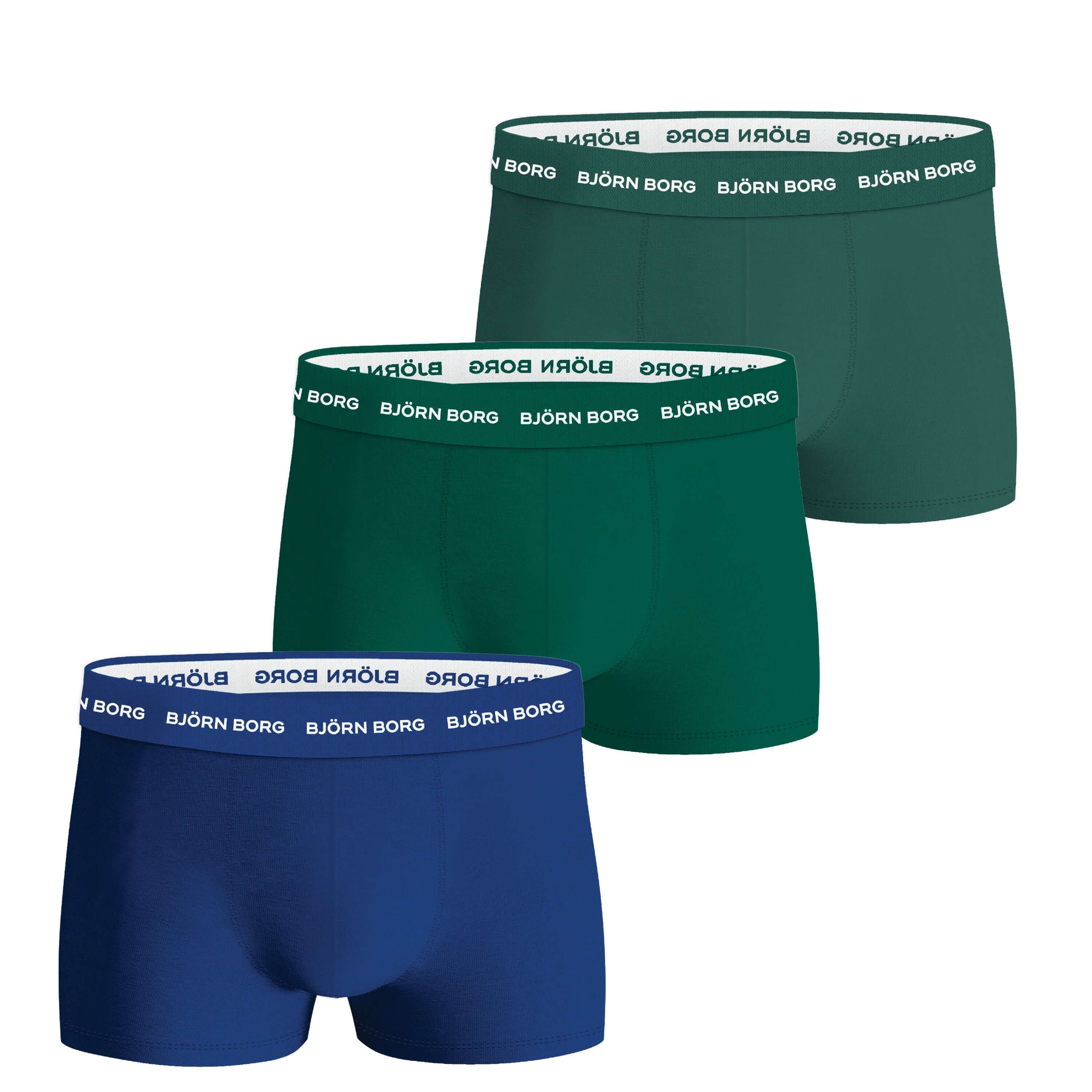 Björn Borg Cotton Stretch Trunks 3-pack - Blue, Green