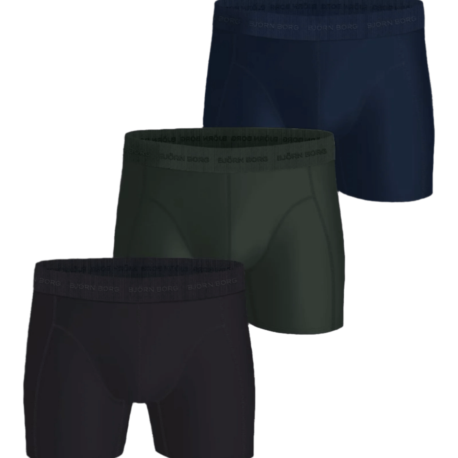 Björn Borg Men's Microfiber Boxer 3-Pack – Black, Green, Navy Blue