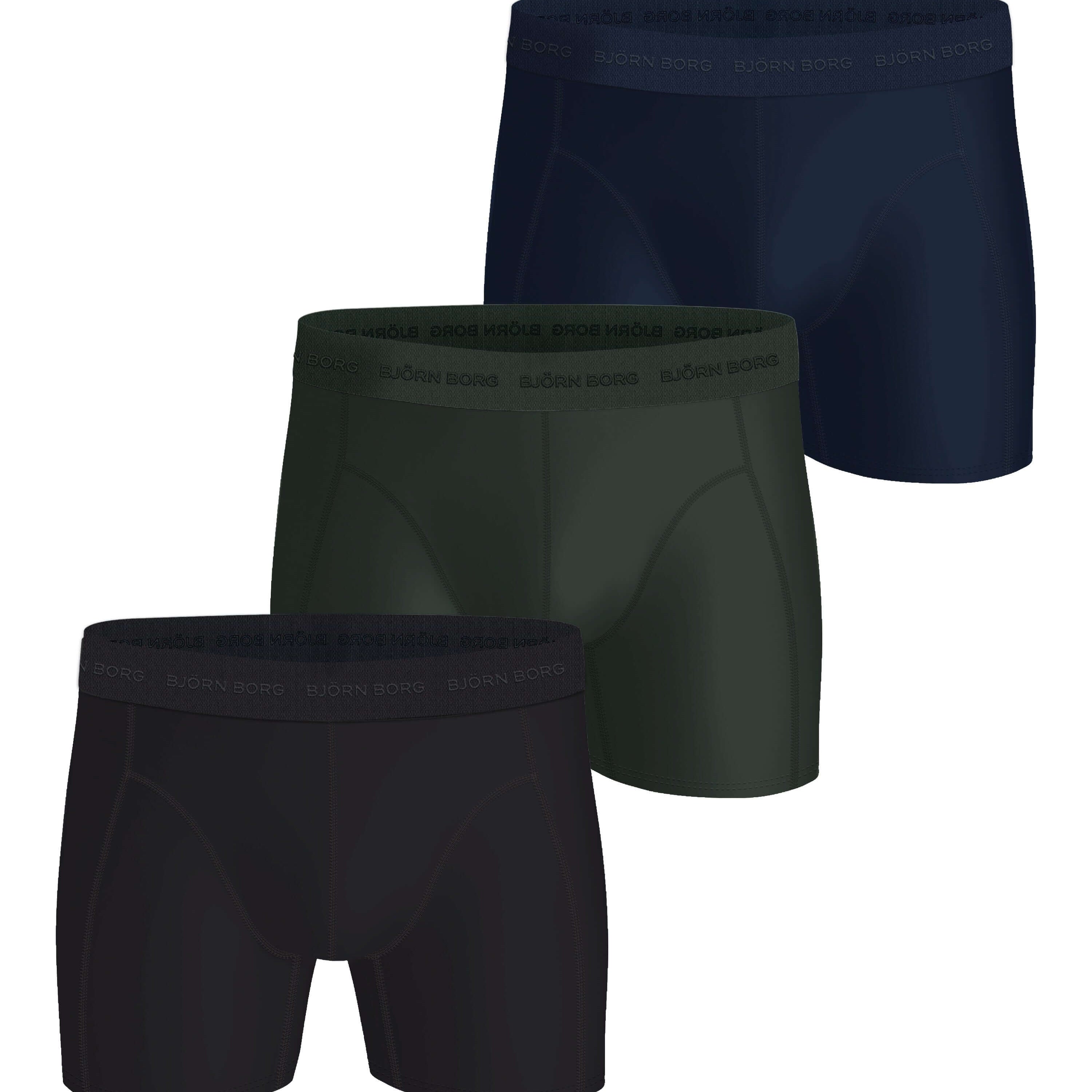 Björn Borg Men's Microfiber Boxer 3-Pack – Black, Green, Navy Blue