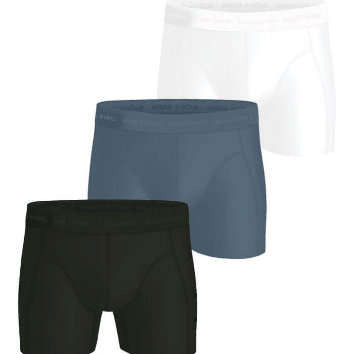 Björn Borg Men's Microfiber Boxer 3-Pack – White, Blue, Grey