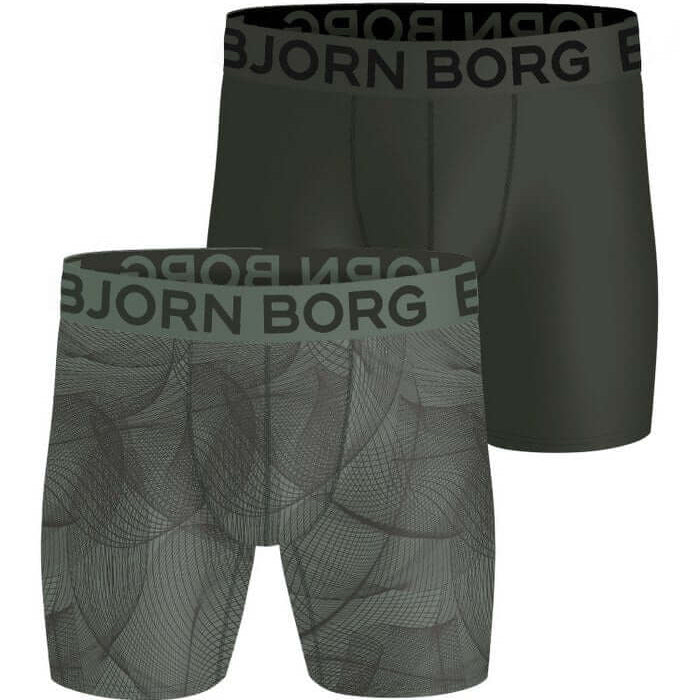 Björn Borg 2 Pack Sports Lightweight Boxers - Print, Grey