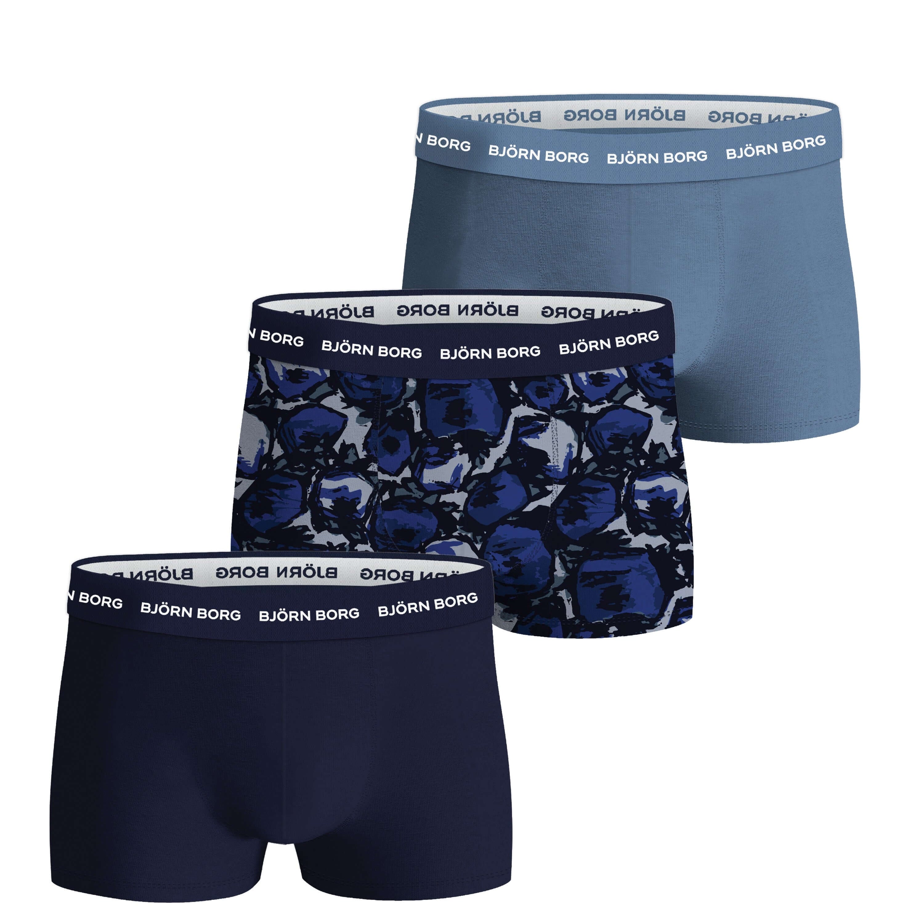 Björn Borg Cotton Stretch Trunks 3-pack - Blue, Tulip Print