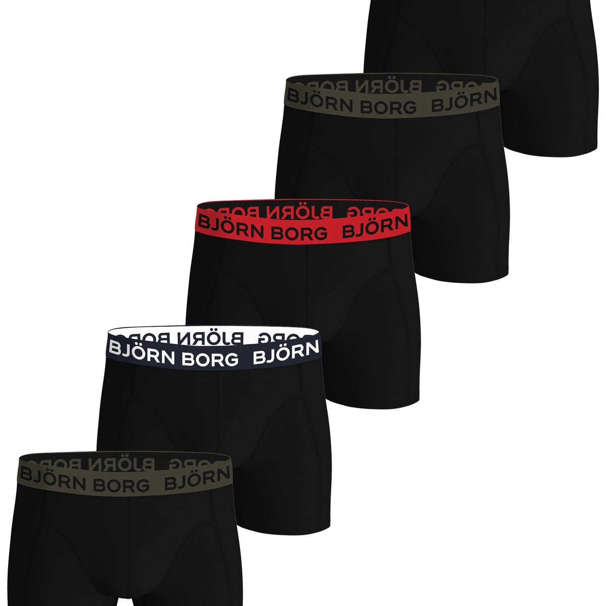 Björn Borg 5-Pack Cotton Stretch Boxer Briefs - Black Multi