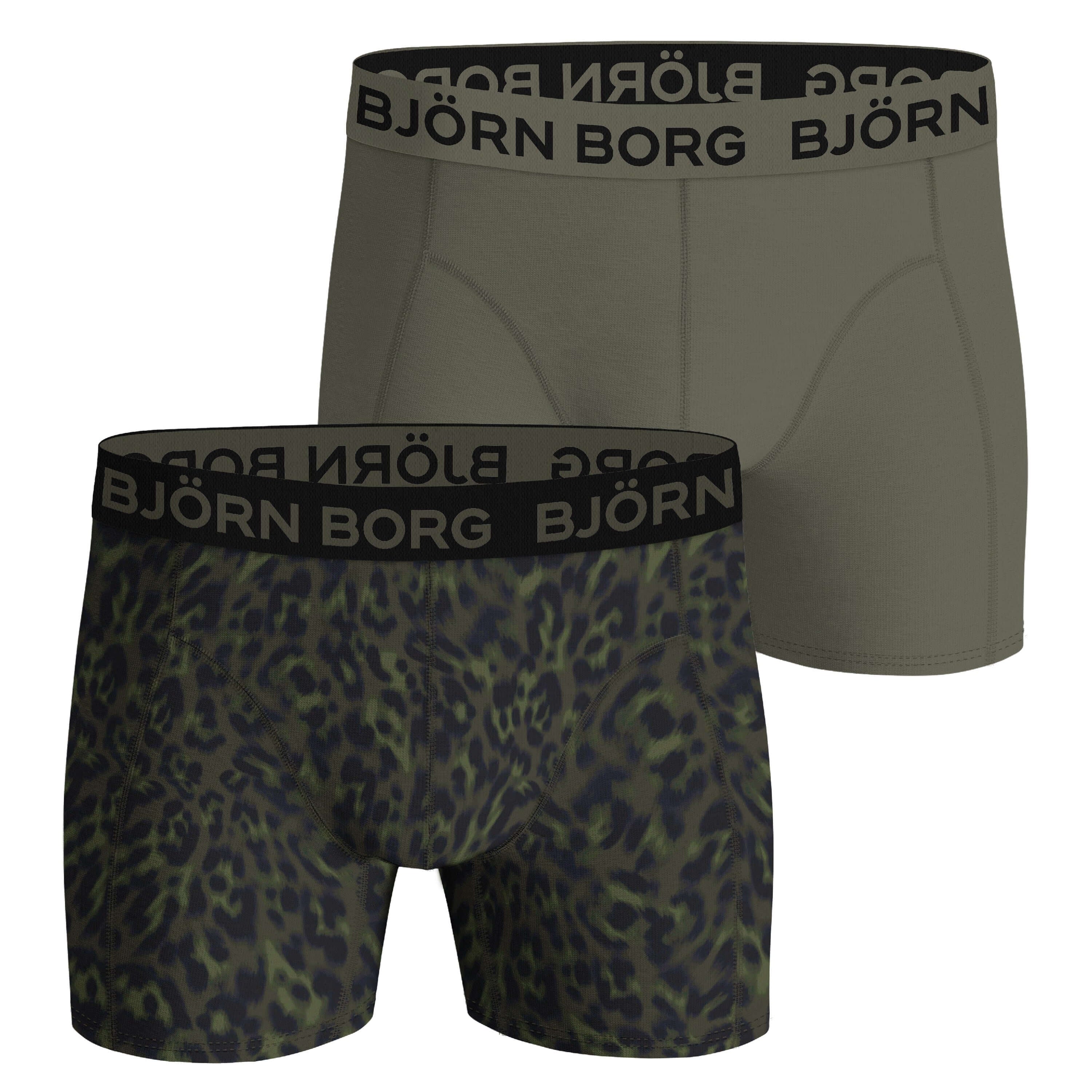 Björn Borg Men’s Stretch Cotton Boxer Shorts 2-Pack – Olive, Print