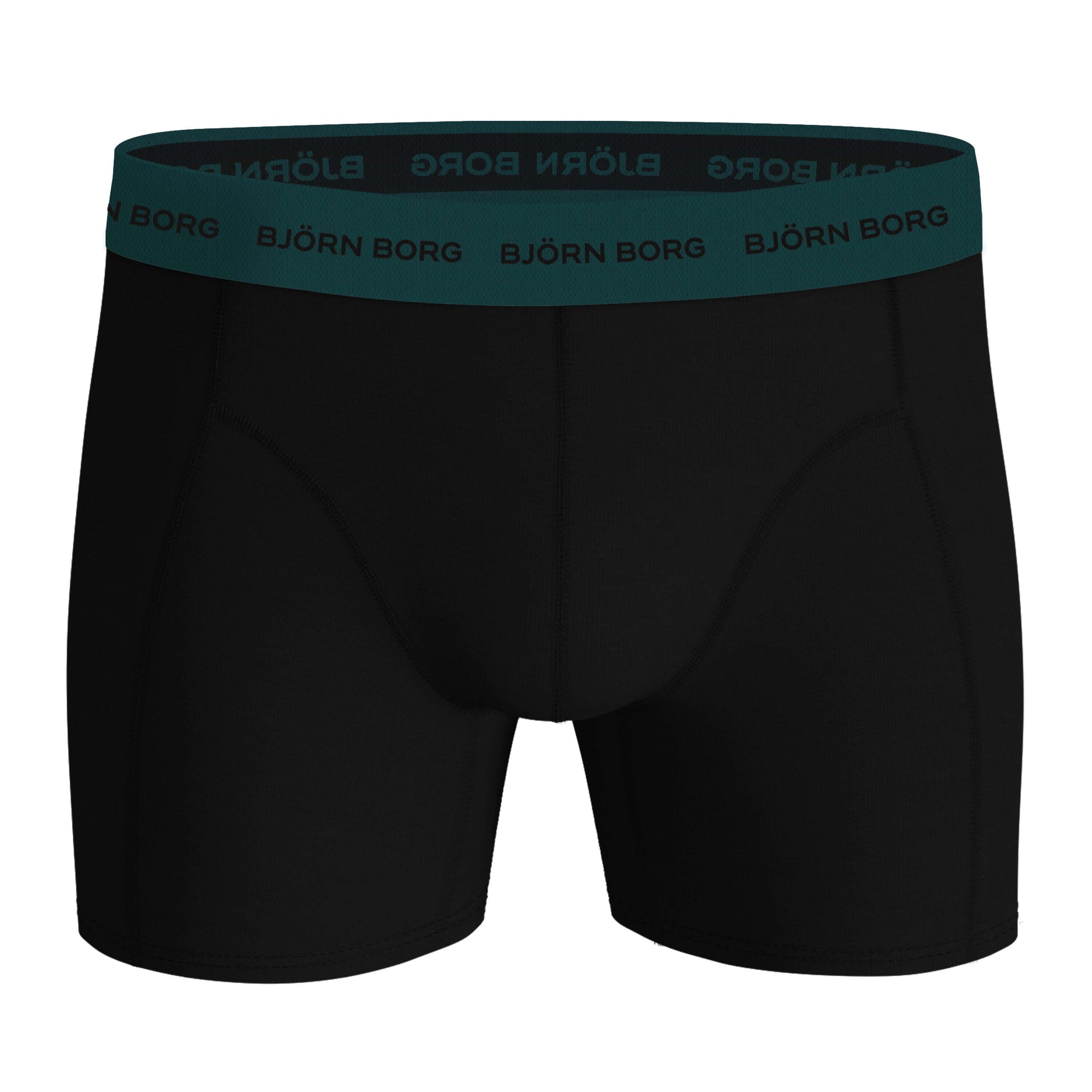 Björn Borg Men’s 3-Pack Cotton Stretch Boxers – Black, Green Print, Grey