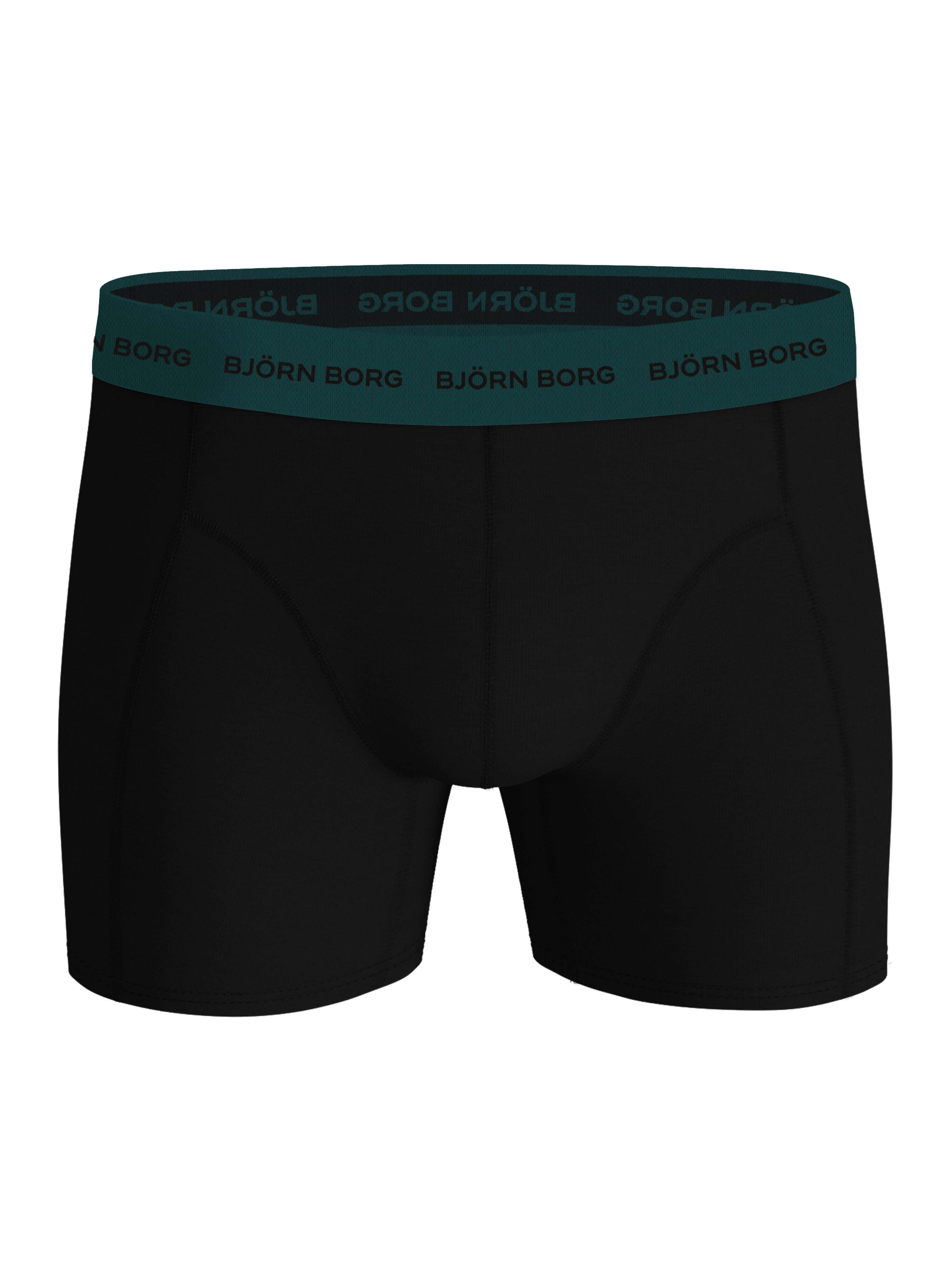 Björn Borg Men’s 3-Pack Cotton Stretch Boxers – Black, Green Print, Grey