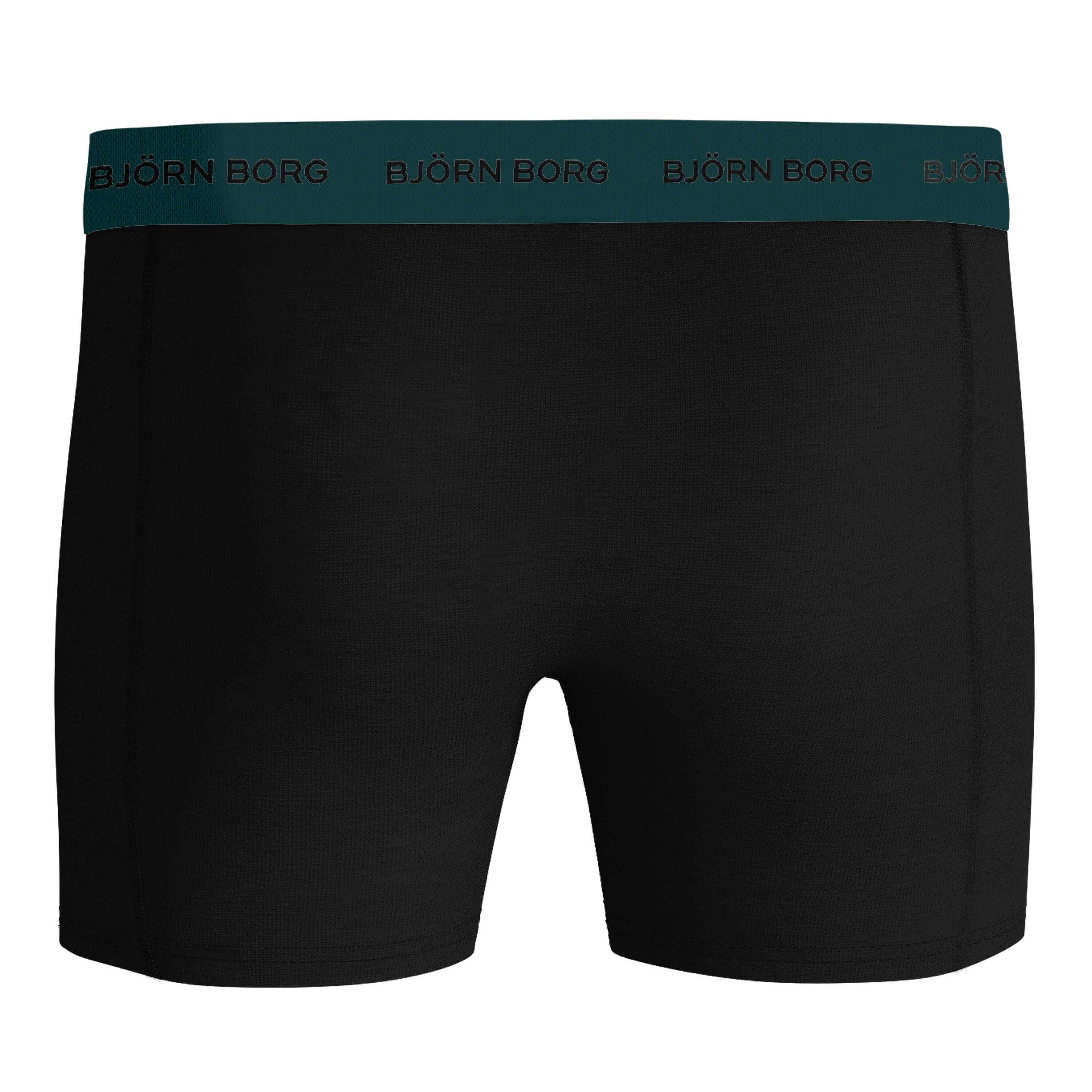 Björn Borg Men’s 3-Pack Cotton Stretch Boxers – Black, Green Print, Grey