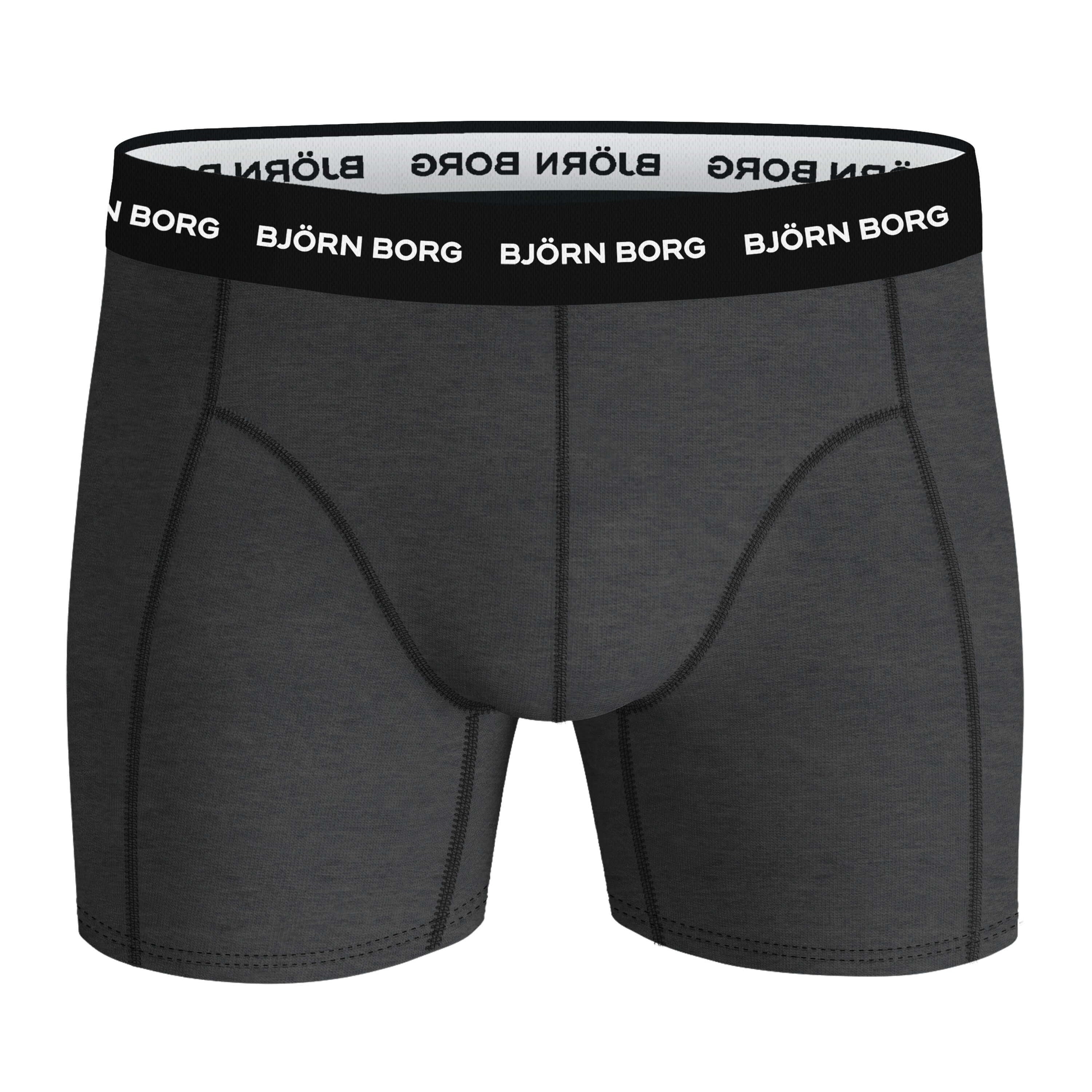 Björn Borg Men’s 3-Pack Cotton Stretch Boxers – Black, Green Print, Grey