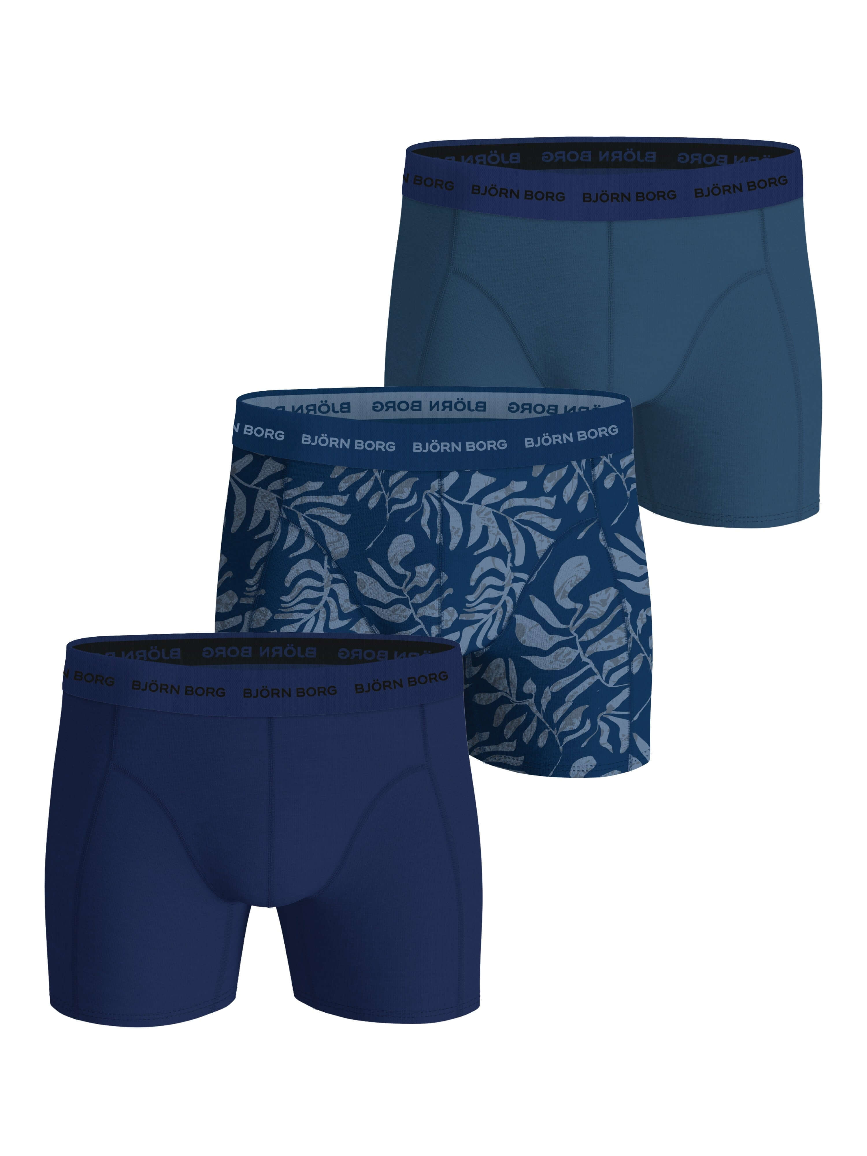 Björn Borg Men’s 3-Pack Cotton Stretch Boxers – Blue, Print