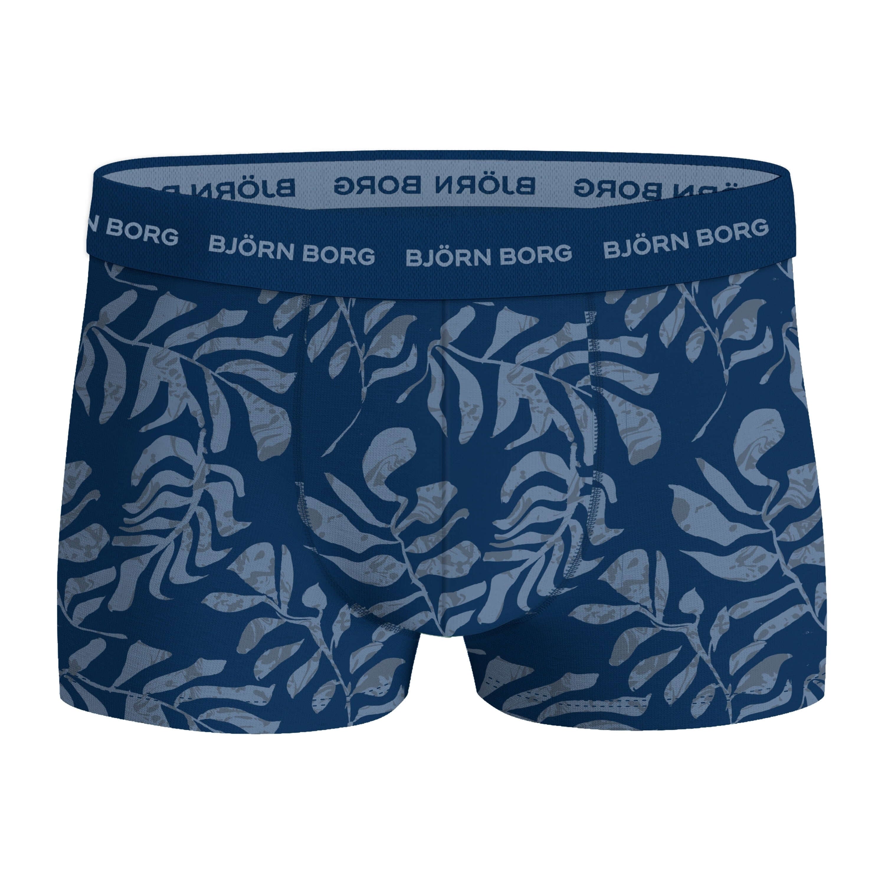 Björn Borg Cotton Stretch Trunks 3-pack - Black, Print, Navy Blue