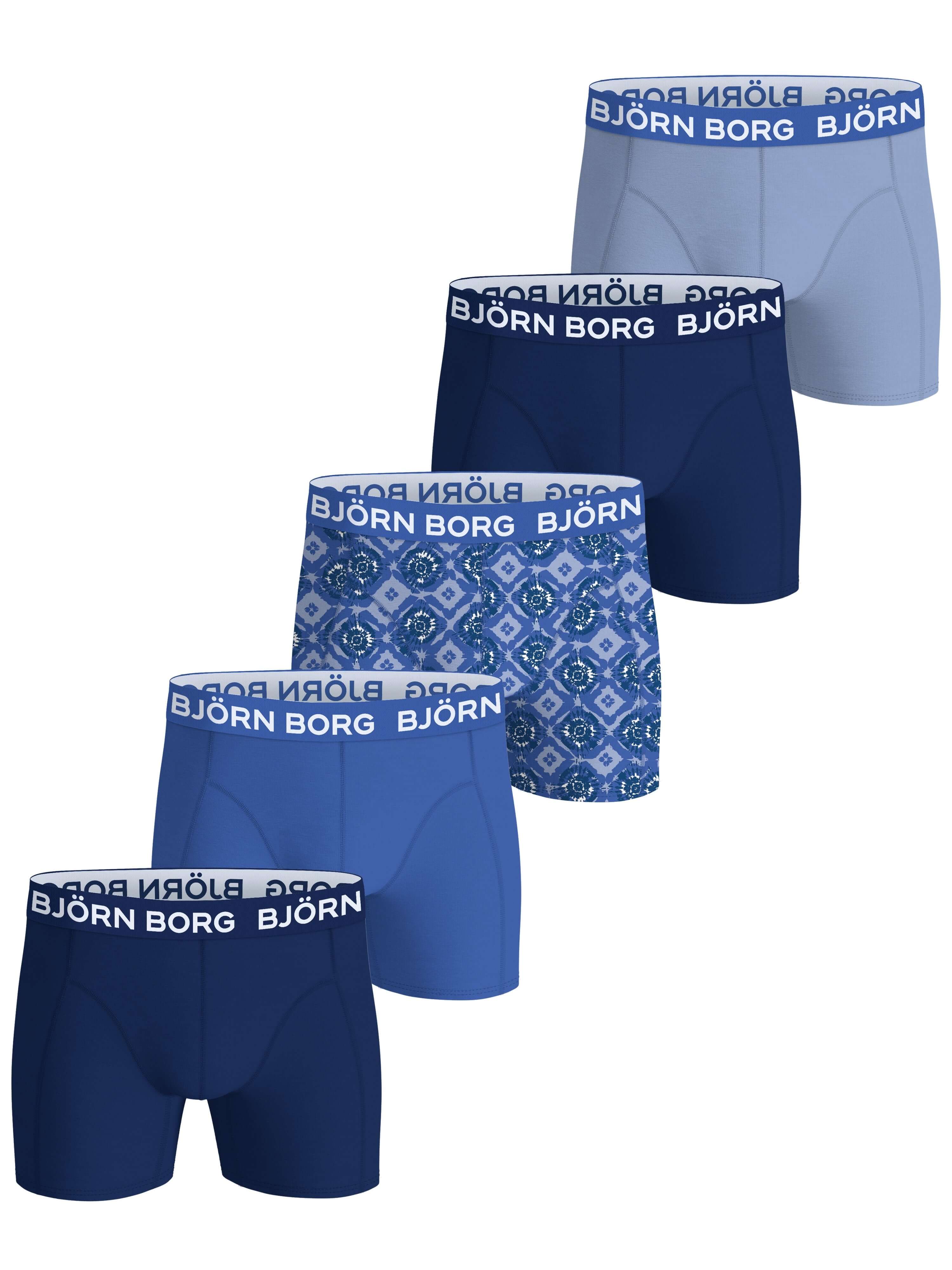 Set of Bjärn Borg boxer briefs in various colors on a white background
