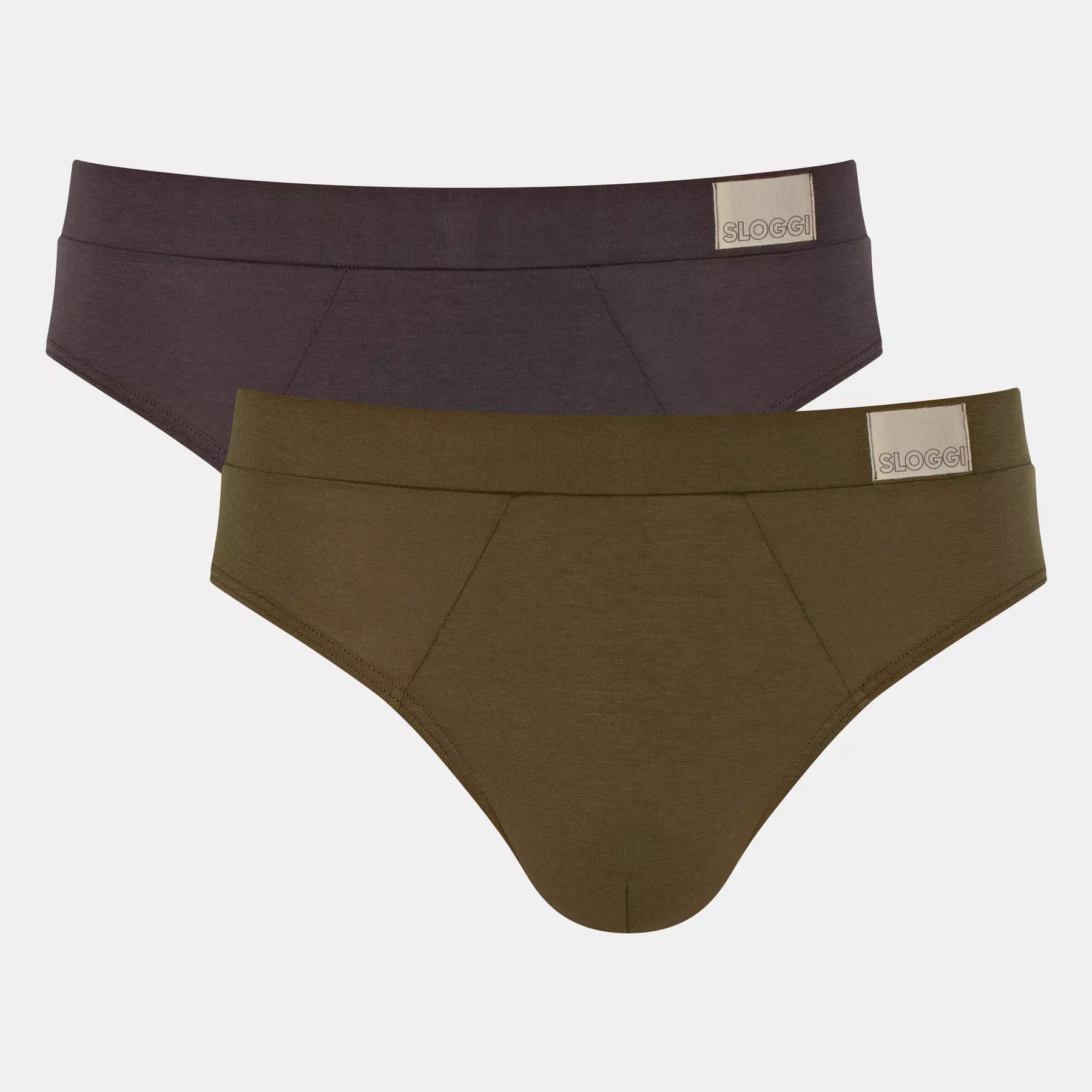 Sloggi Men's 2 Pack Go Natural Midi Briefs - Brown