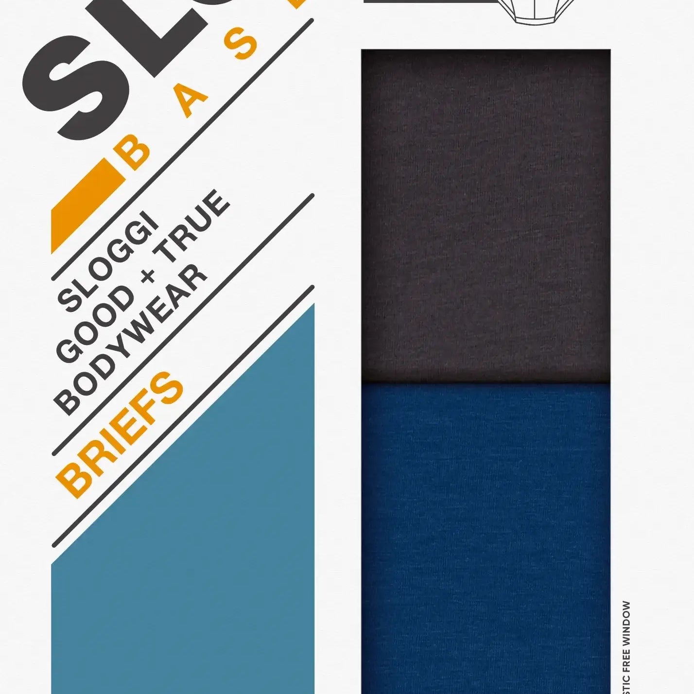 Sloggi Men’s SLG Midi Briefs 2 Pack – Organic Cotton, Blue / Charcoal
