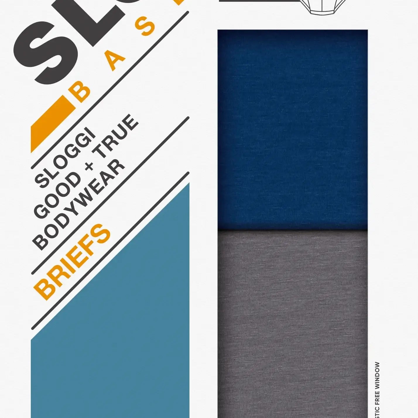 Sloggi Men’s SLG Midi Briefs 2 Pack – Organic Cotton, Blue & Grey